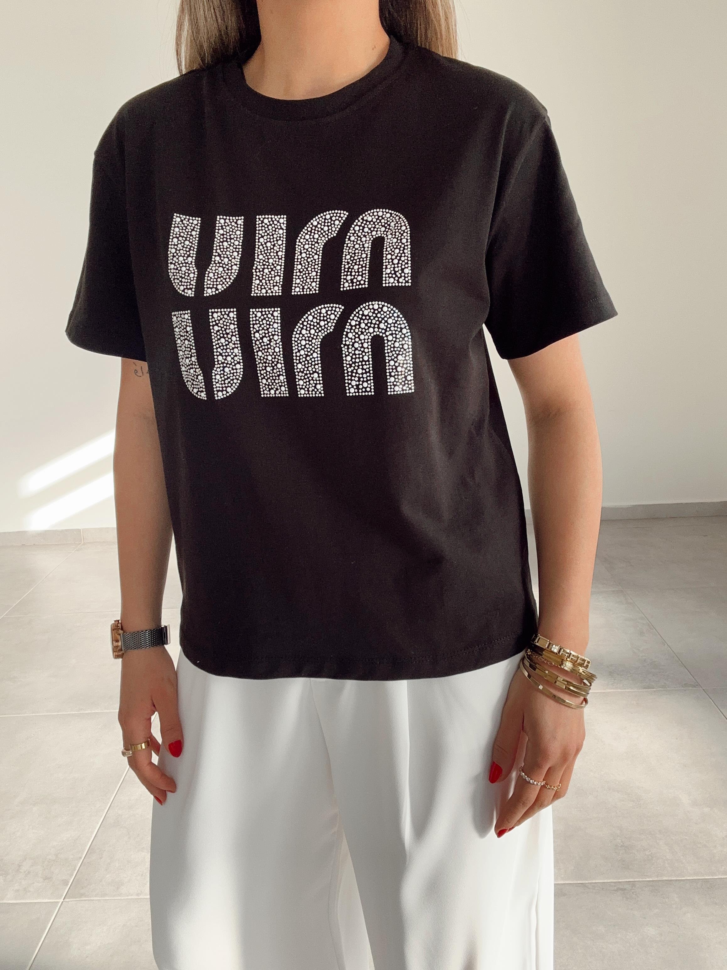 Siyah Taşlı Tshirt