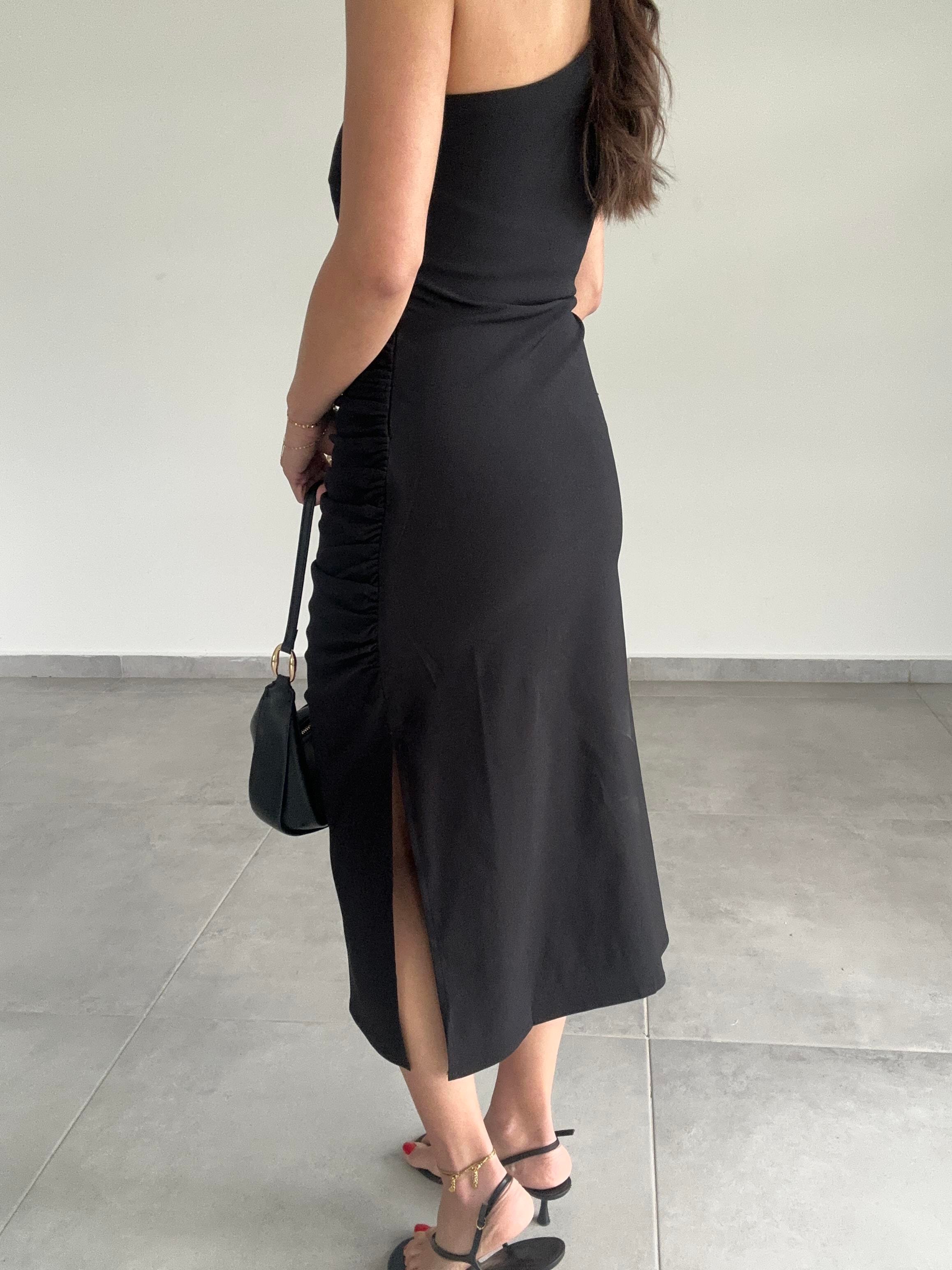 Siyah Tek Omuz Elbise