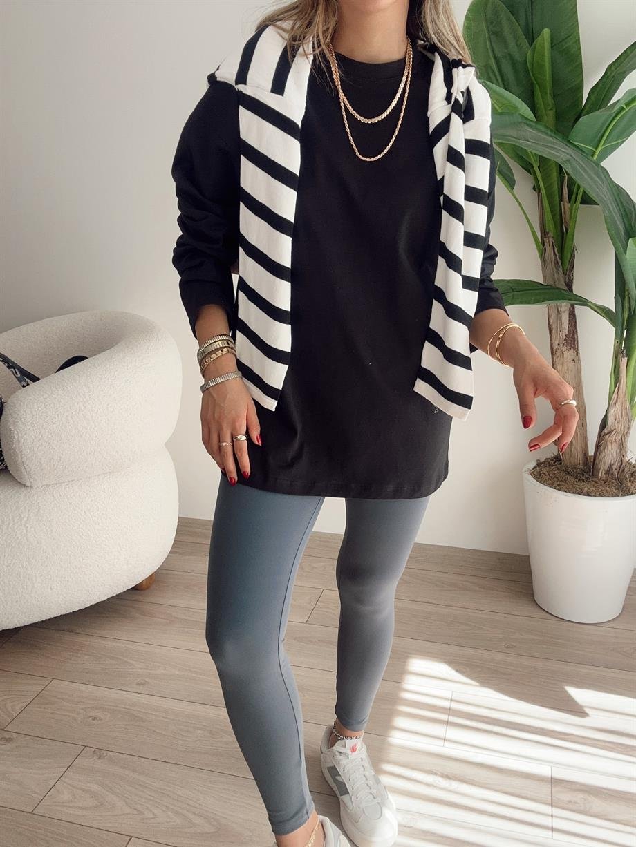 Siyah Uzun Kol Oversize Basic