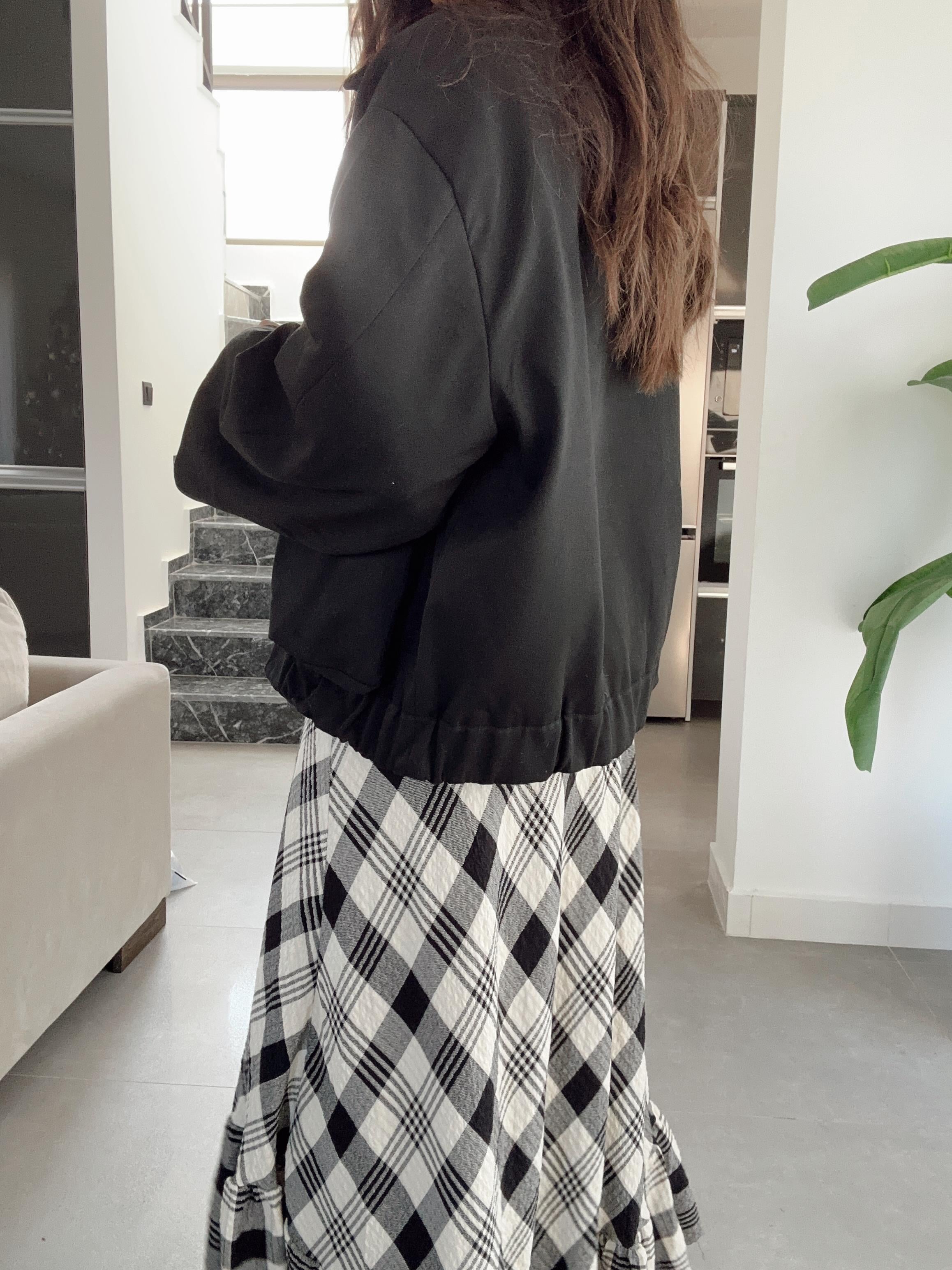 Siyah Yakası Süet Bomber Ceket