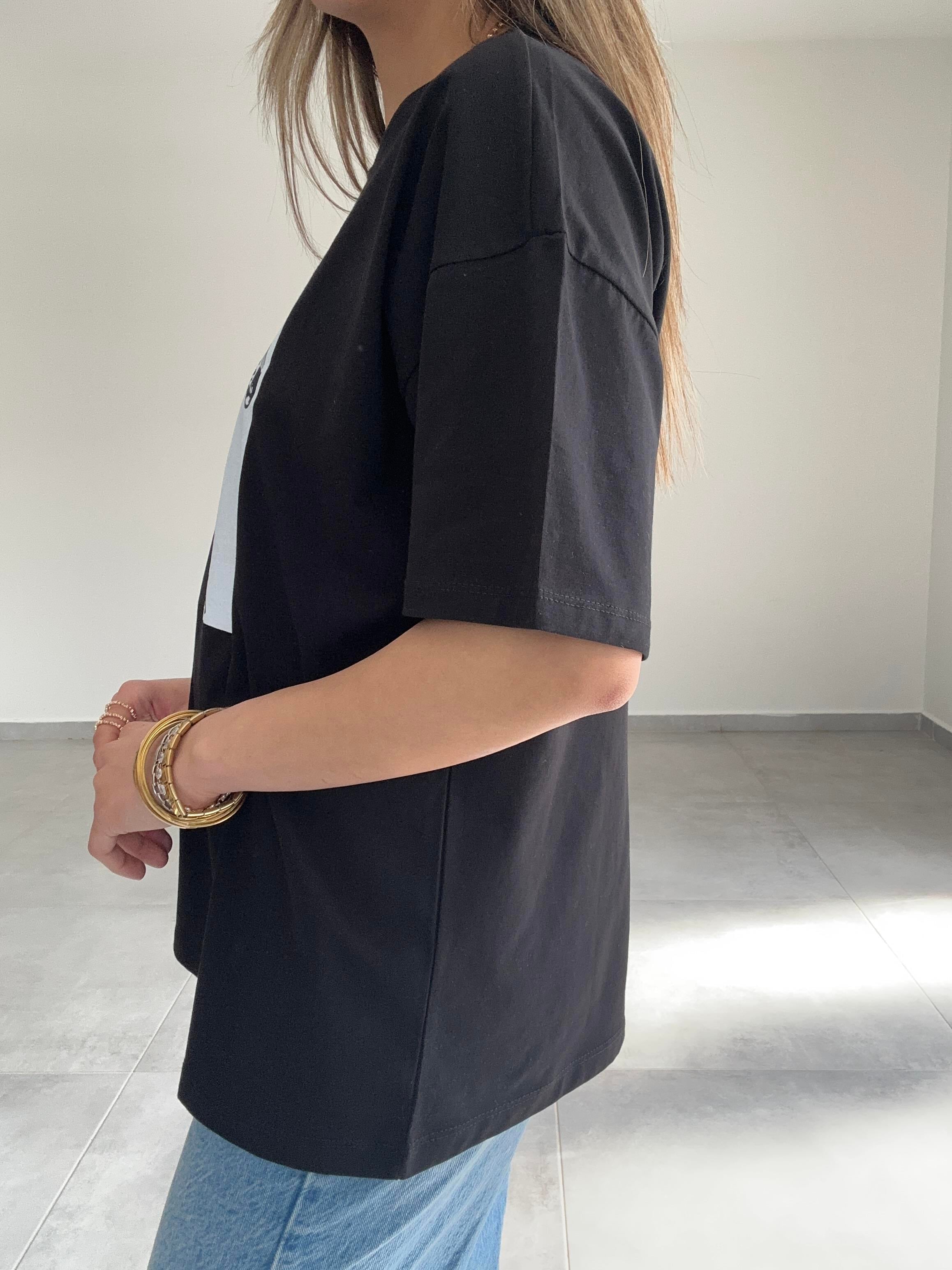 Siyah Zebra Desen Tshirt