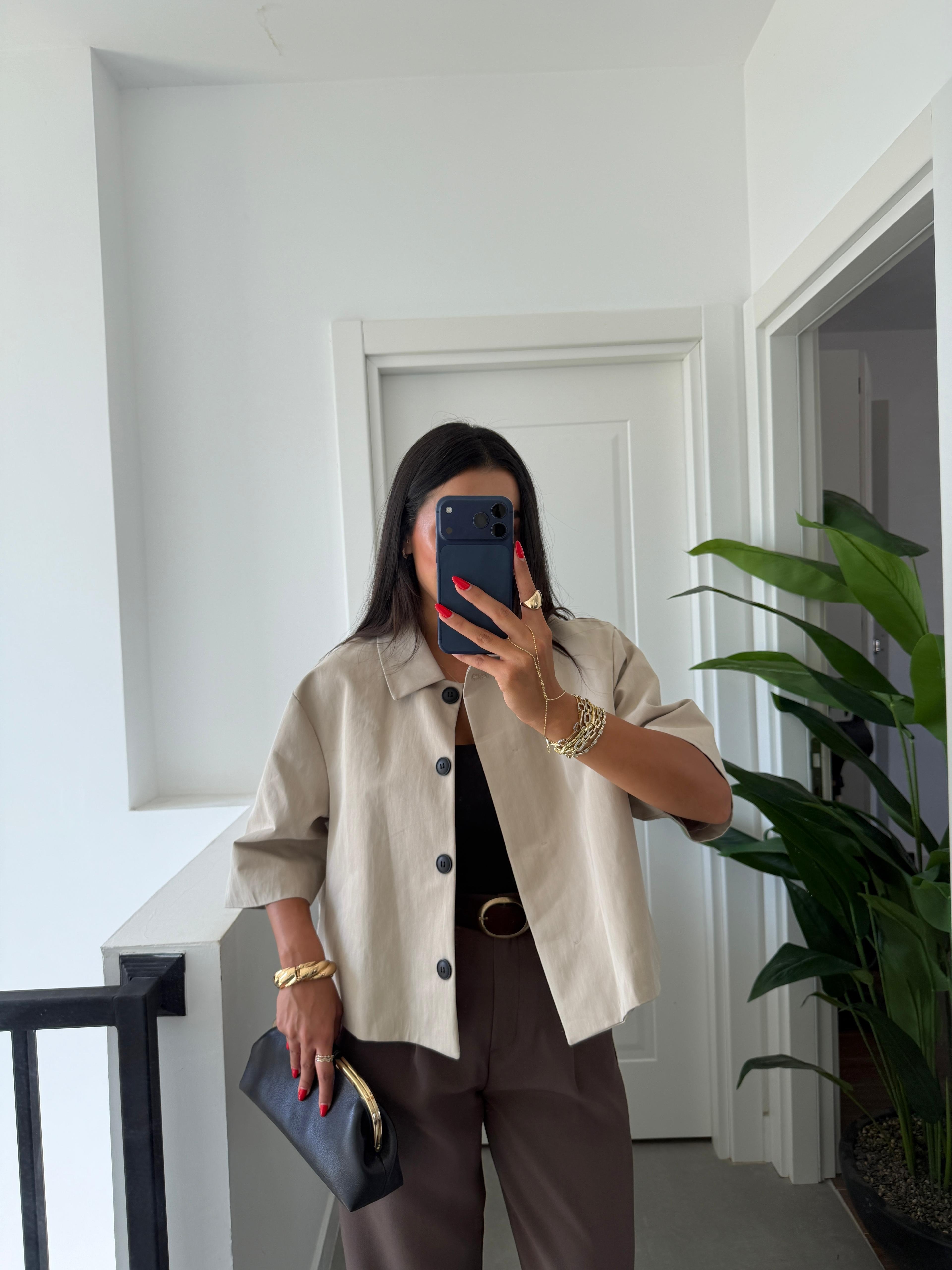 Taş Oversize Crop Ceket
