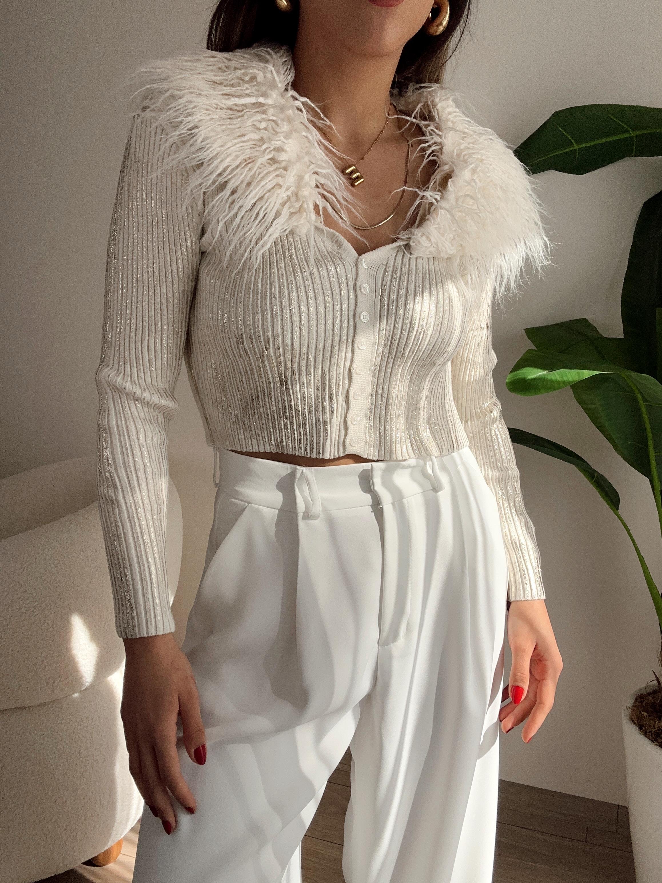 Taş Varak Baskı Düğmeli Bluz