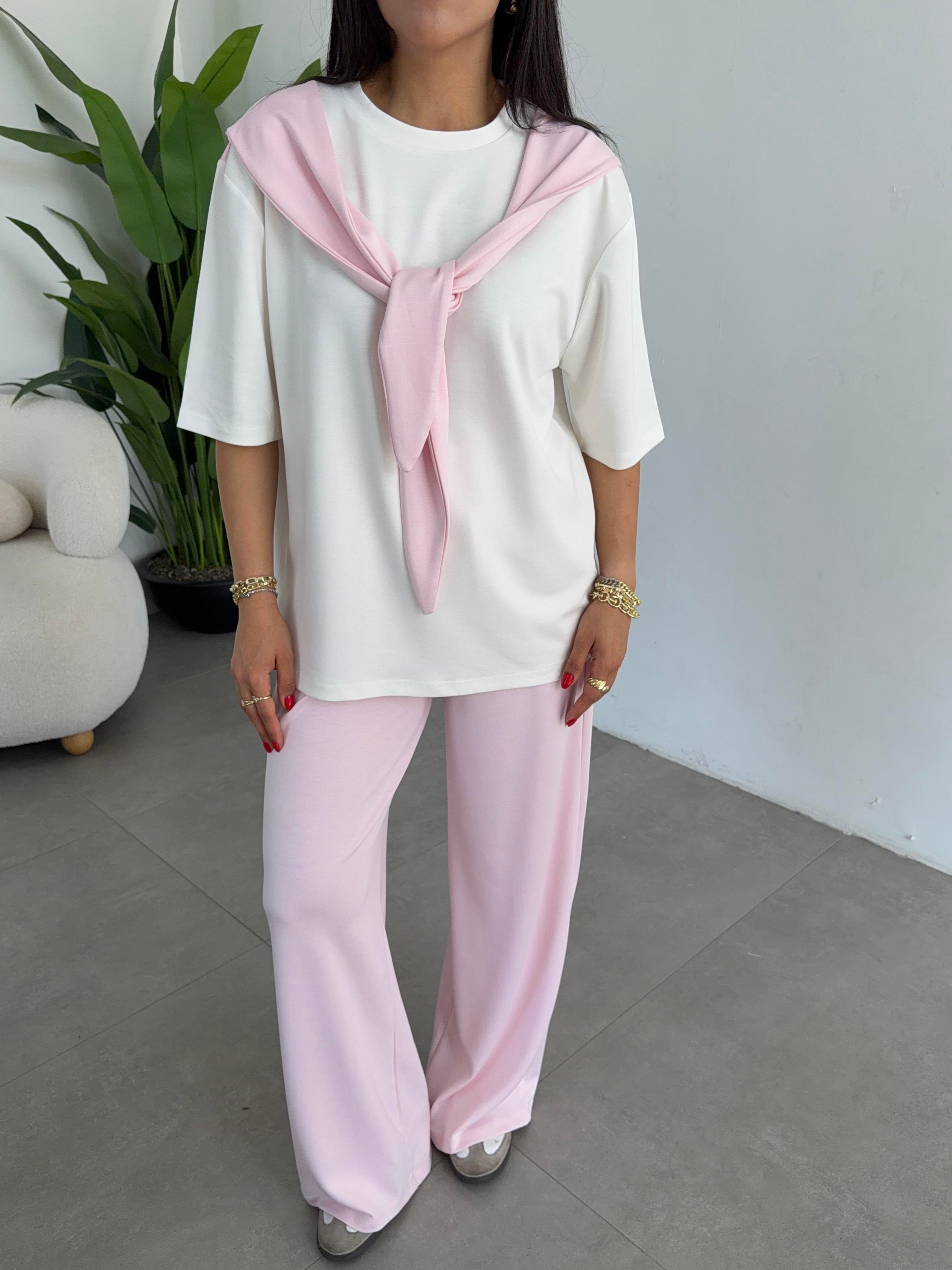 Tozpembe Oys Modal Atkılı Tshirt Pantolon Takım