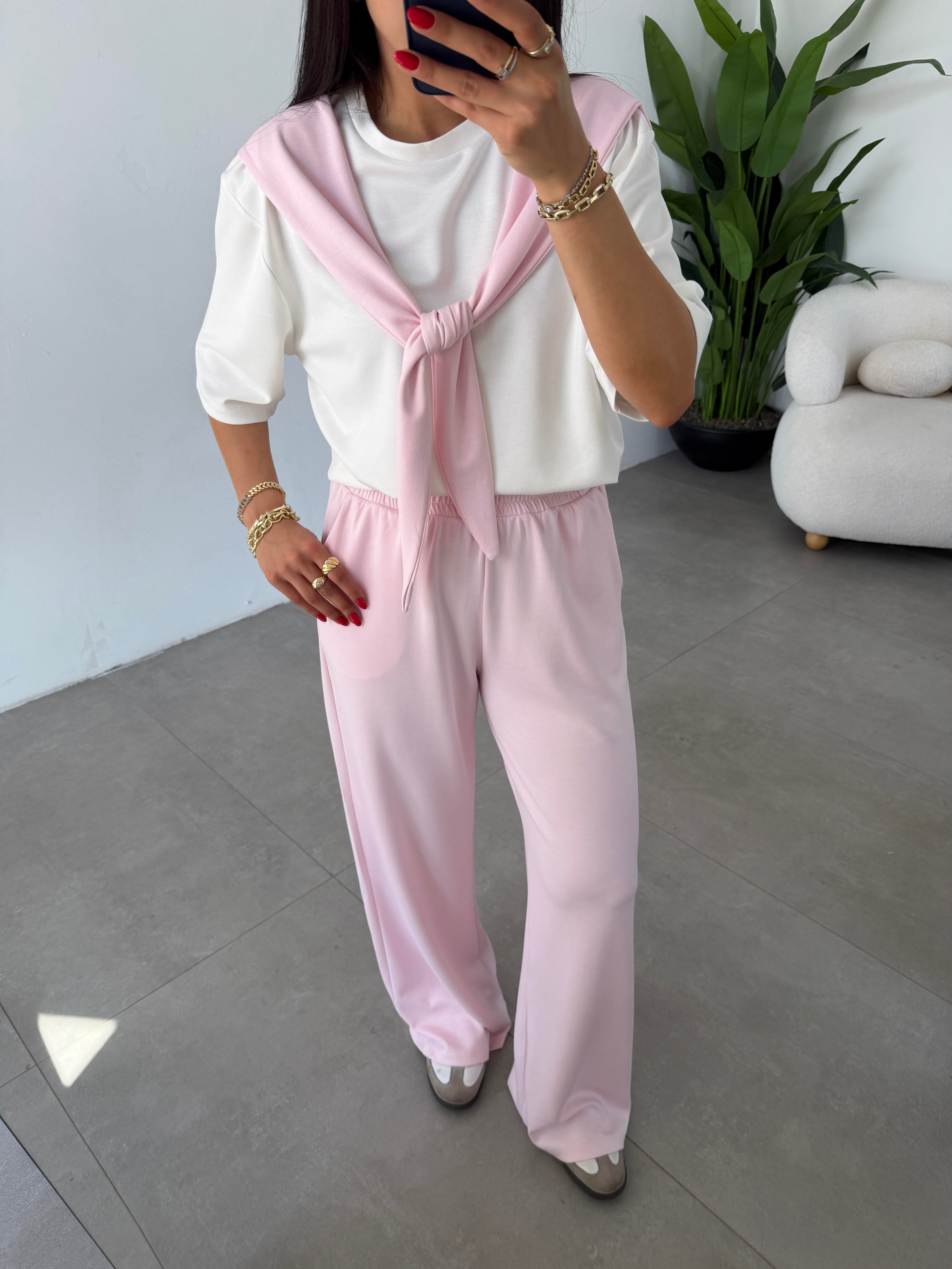 Tozpembe Oys Modal Atkılı Tshirt Pantolon Takım