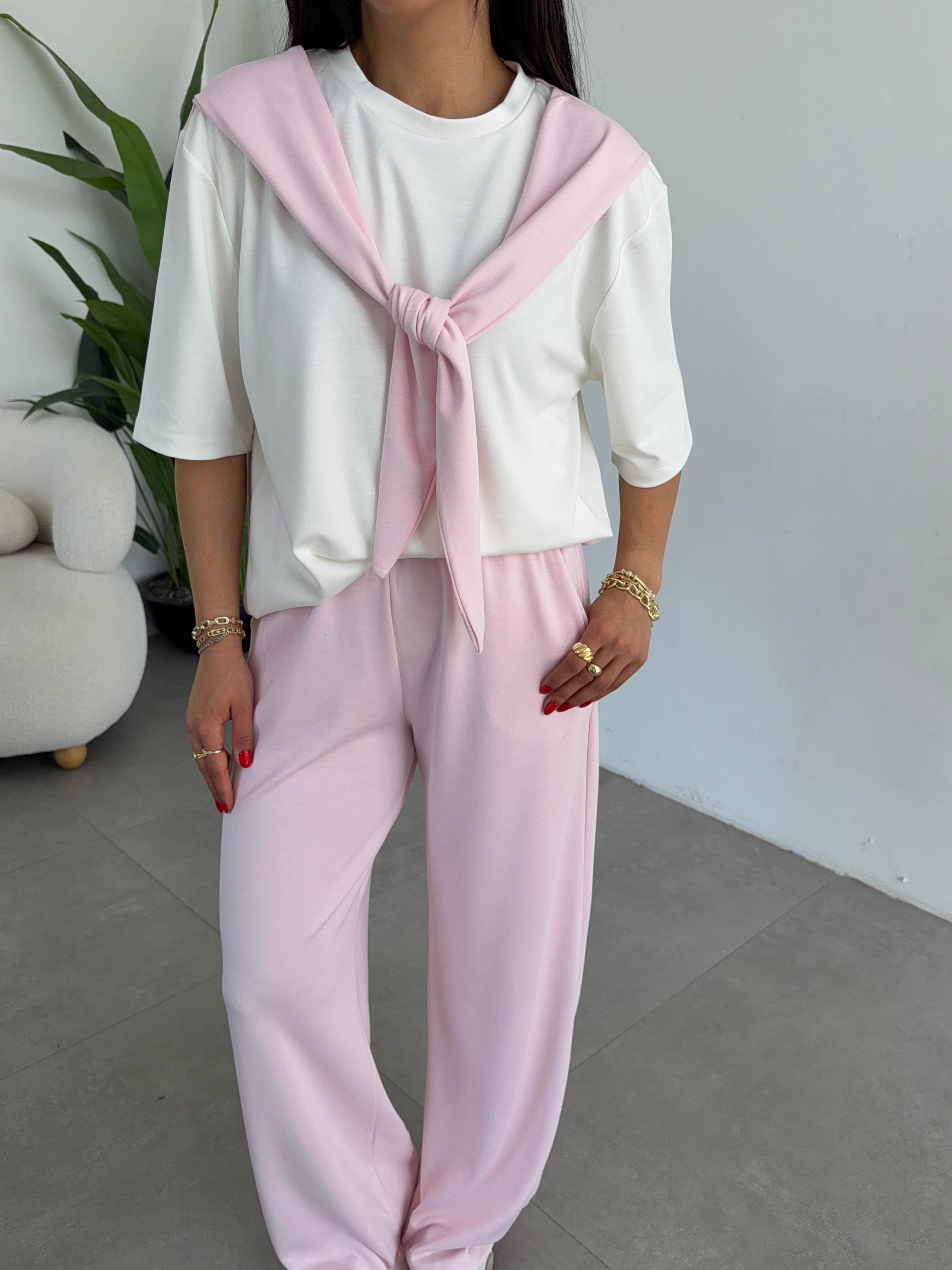 Tozpembe Oys Modal Atkılı Tshirt Pantolon Takım