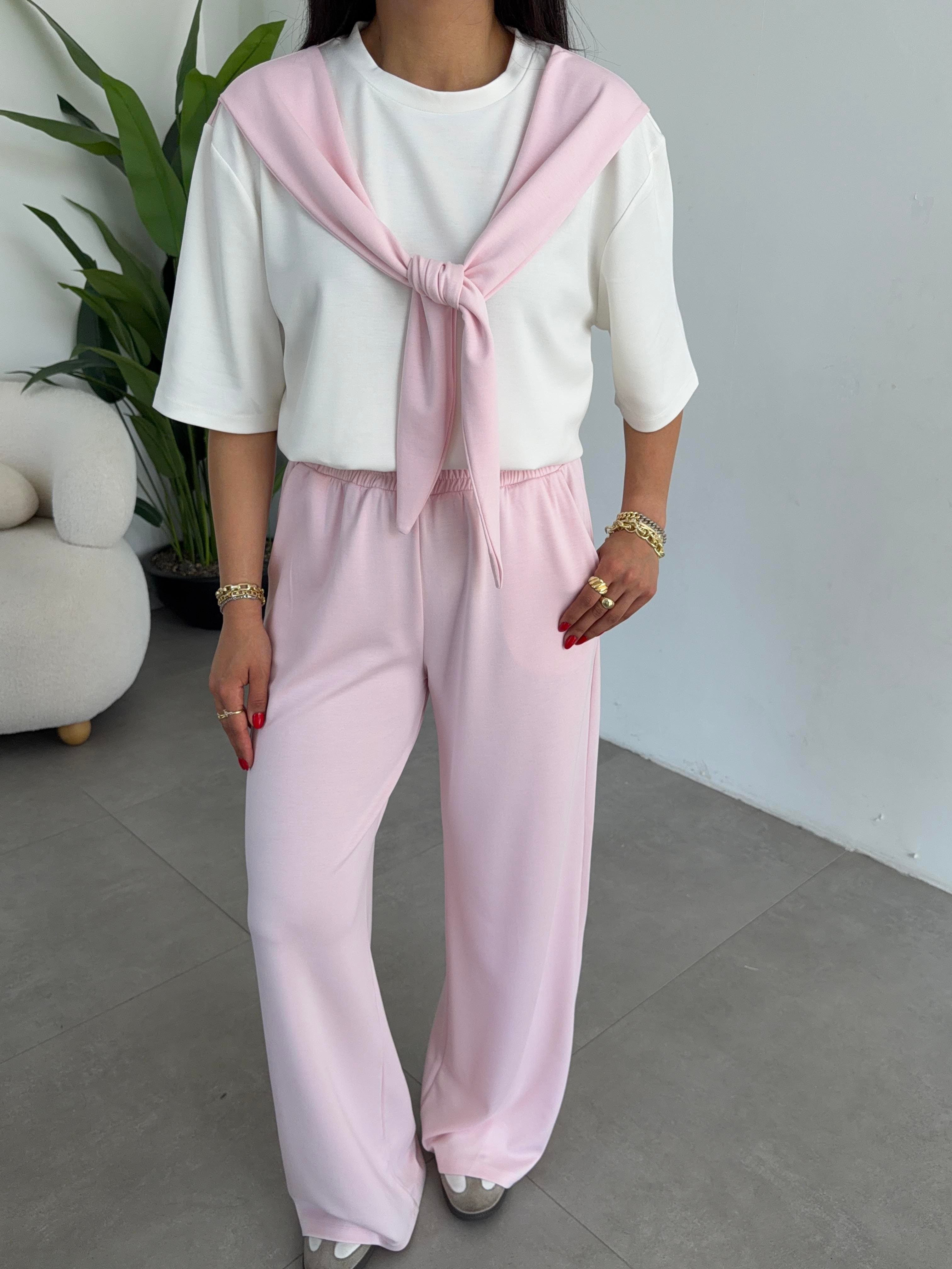 Tozpembe Oys Modal Atkılı Tshirt Pantolon Takım
