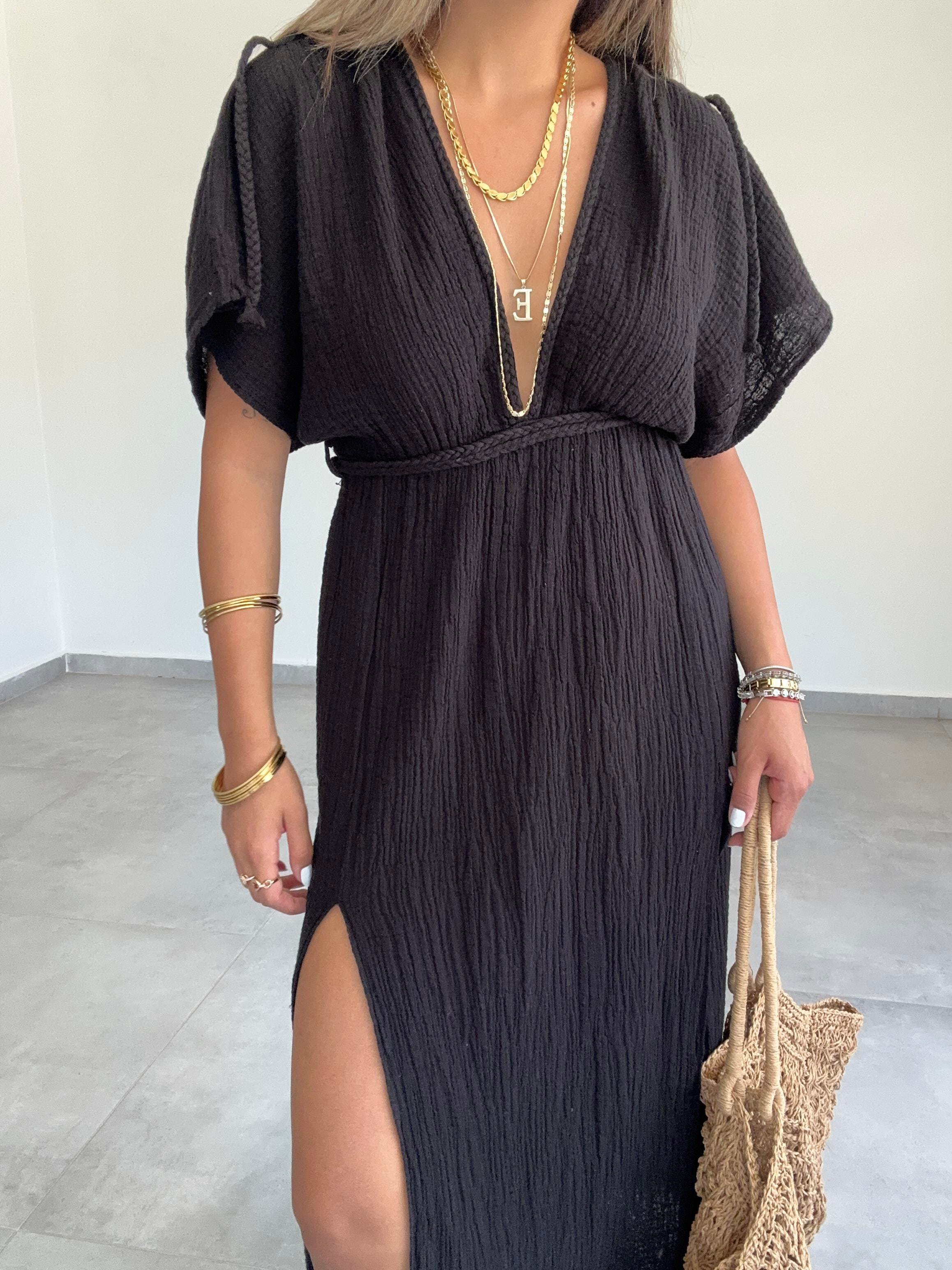 Truva Siyah Müslin Elbise