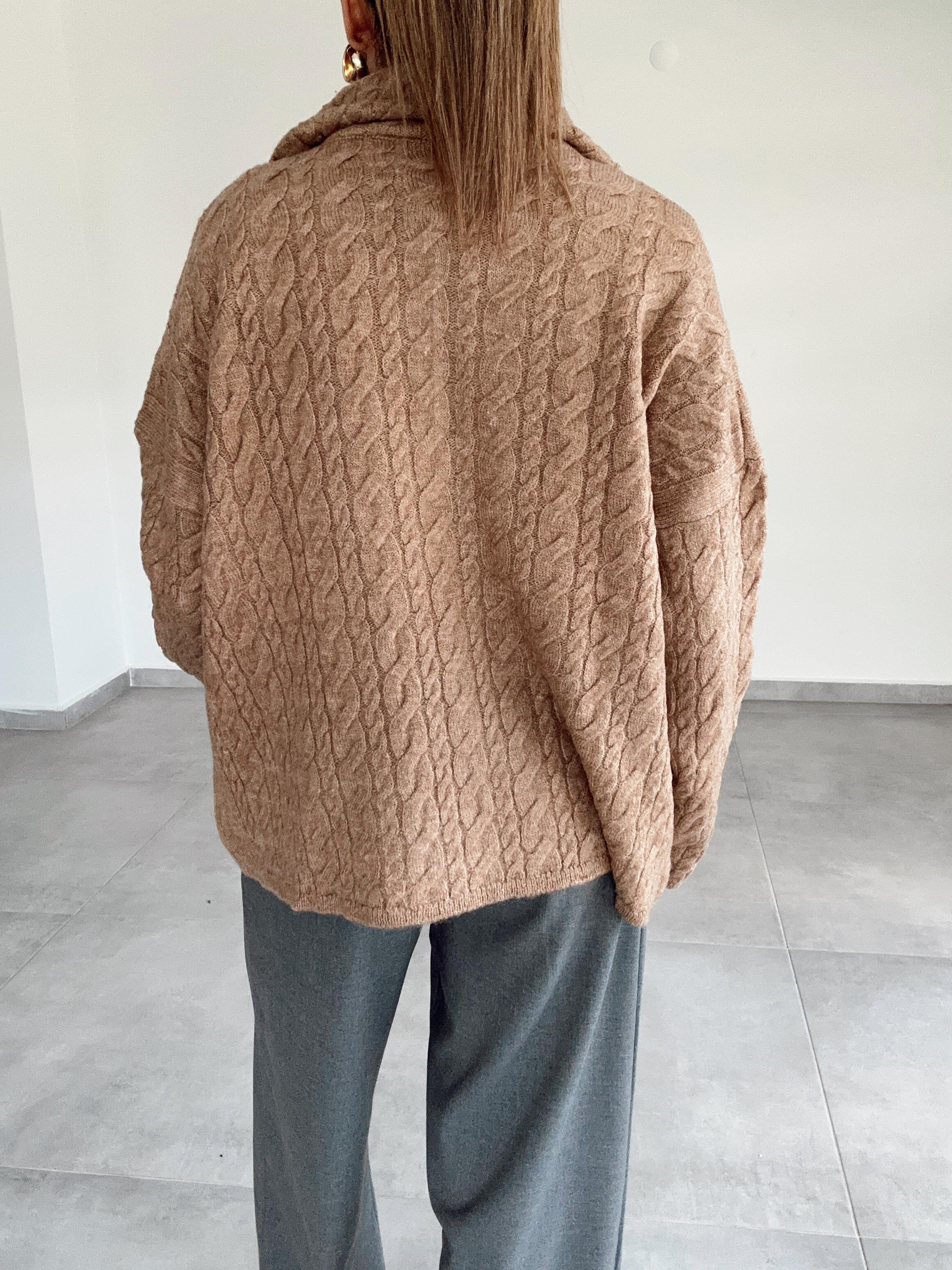 Vizon Fermuarlı Triko Kazak