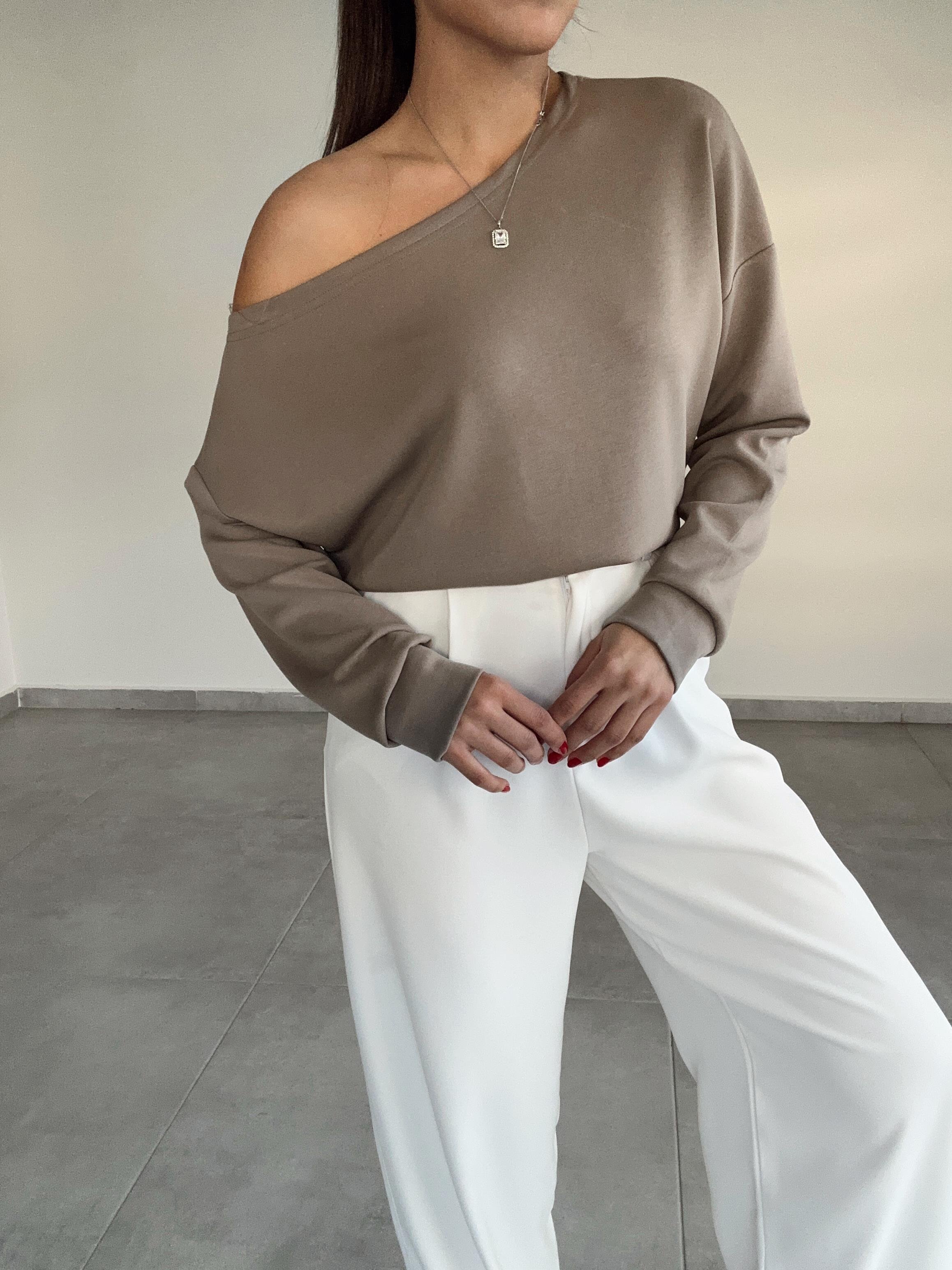 Vizon Kayık Yaka Modal Bluz