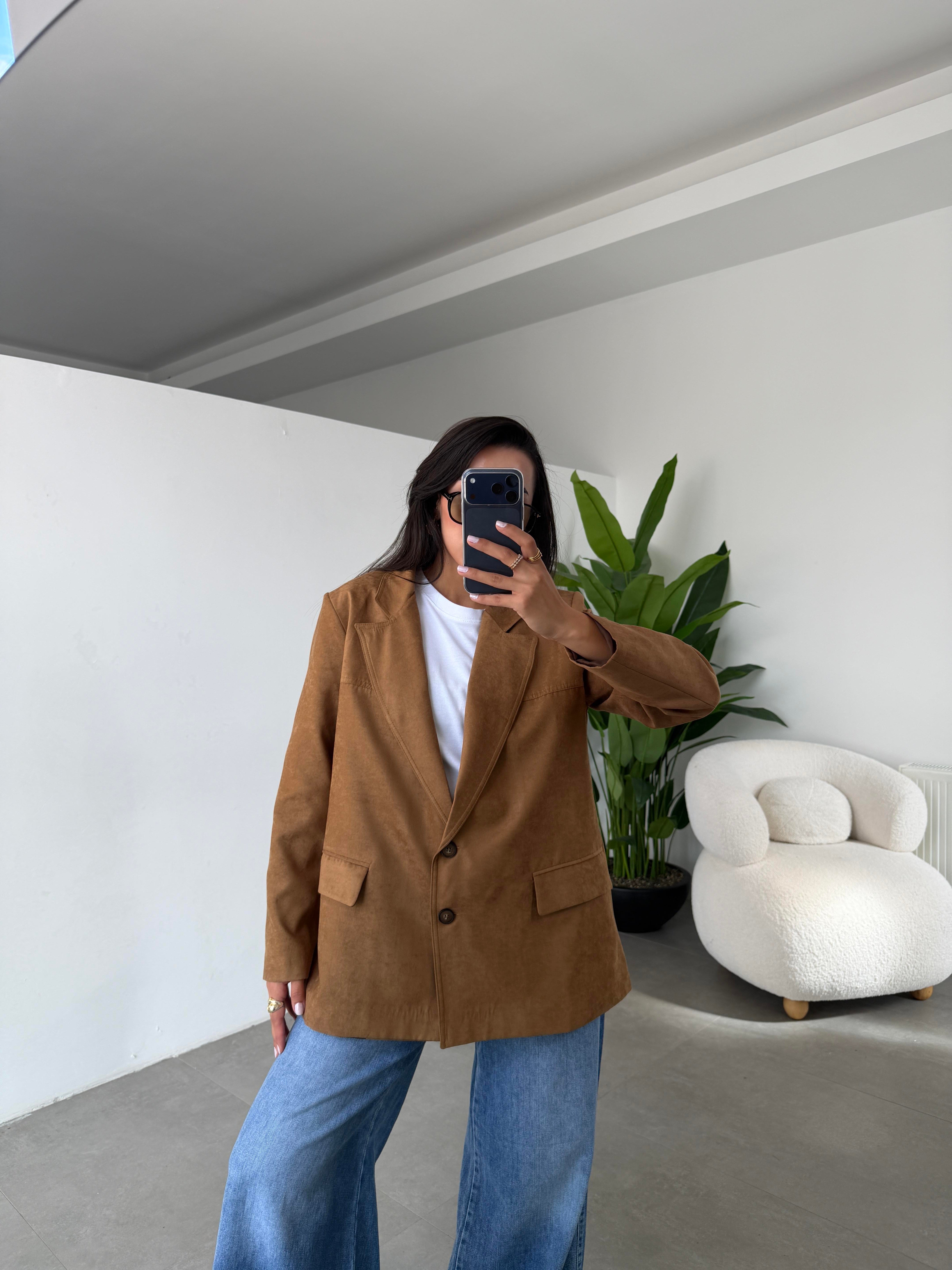 Vizon Süet Blazer Ceket