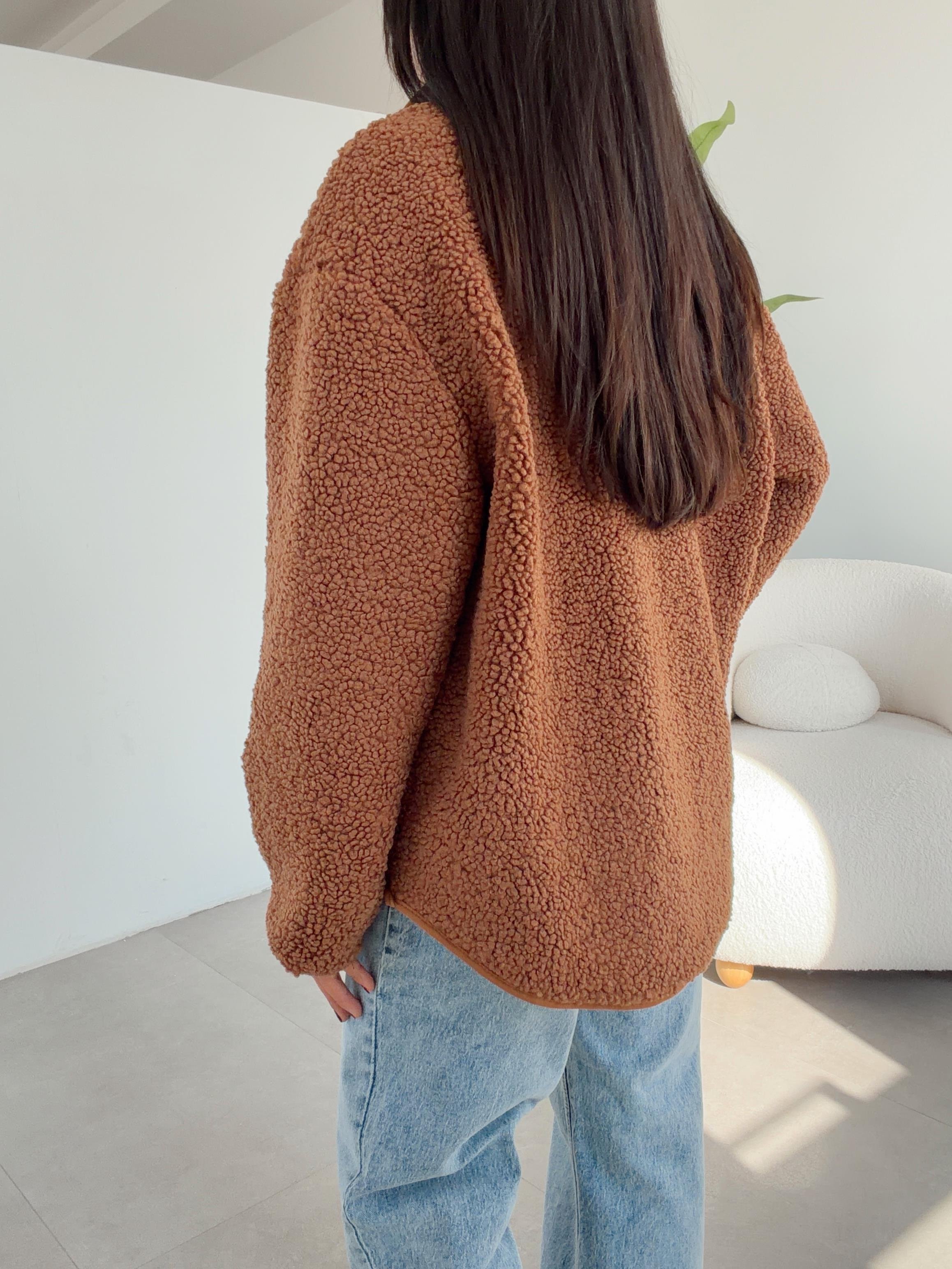 Vizon Teddy Fermuarlı Sweatshirt