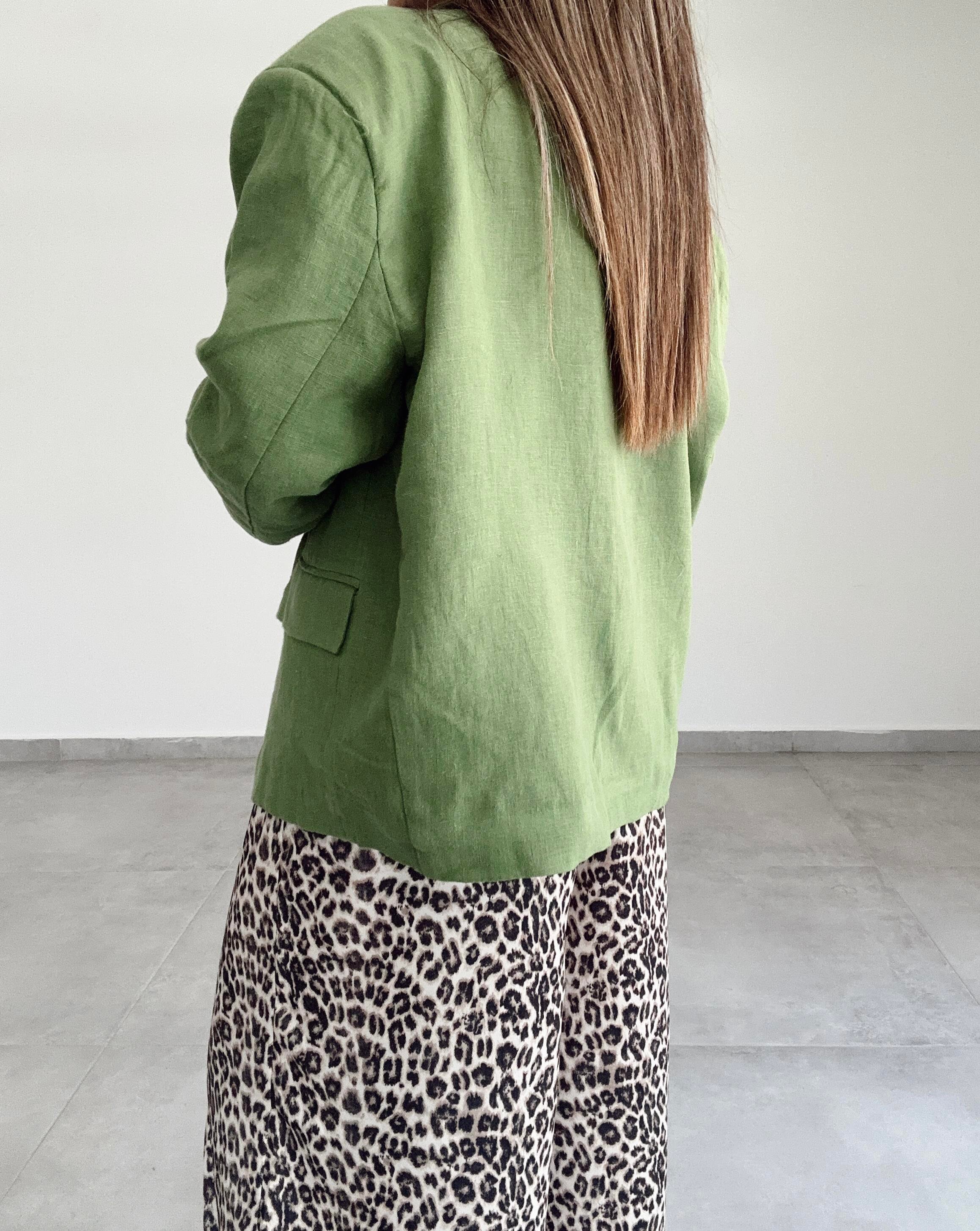 Yeşil Keten Blazer Ceket