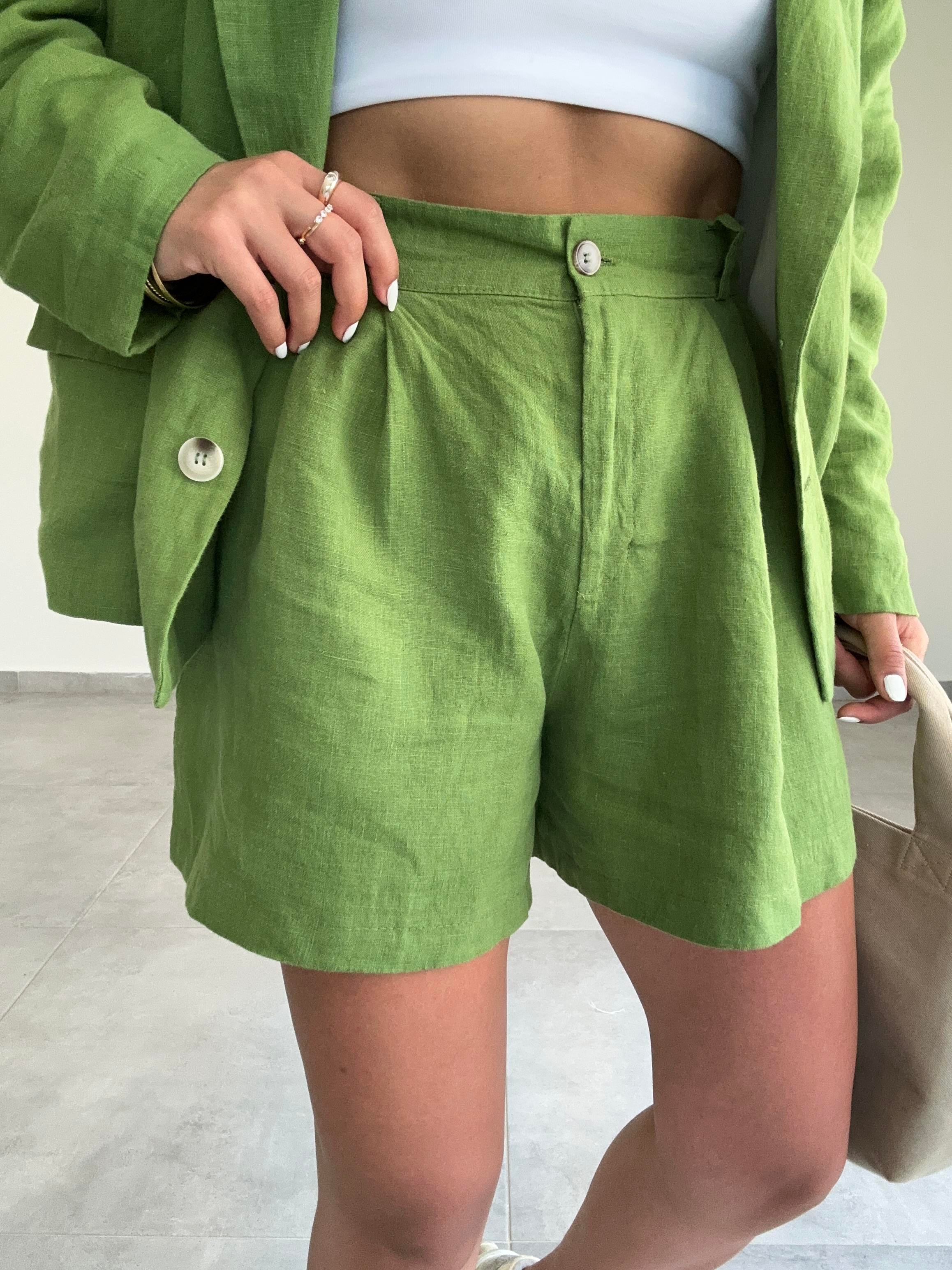 Yeşil Keten Şort