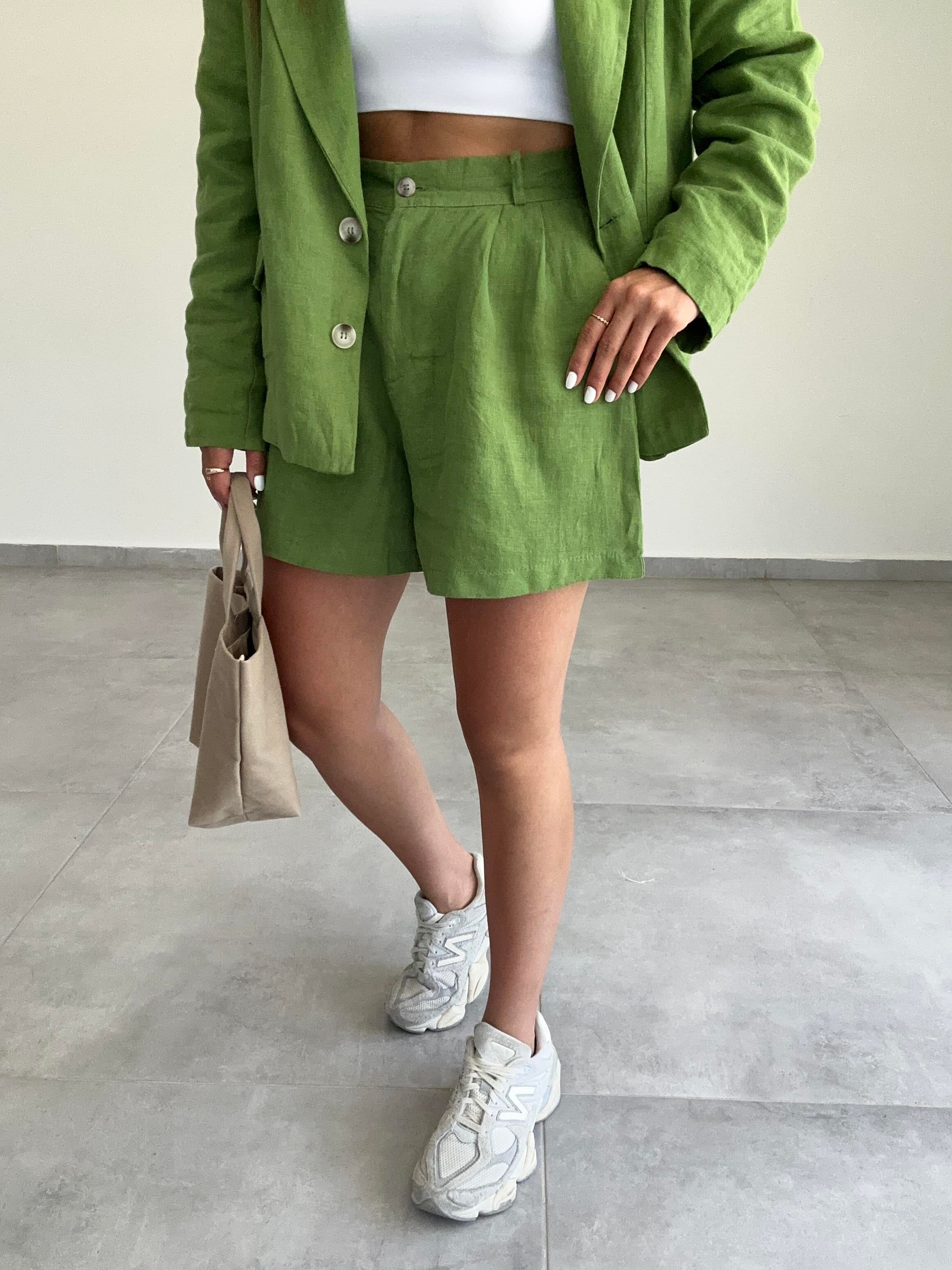 Yeşil Keten Şort