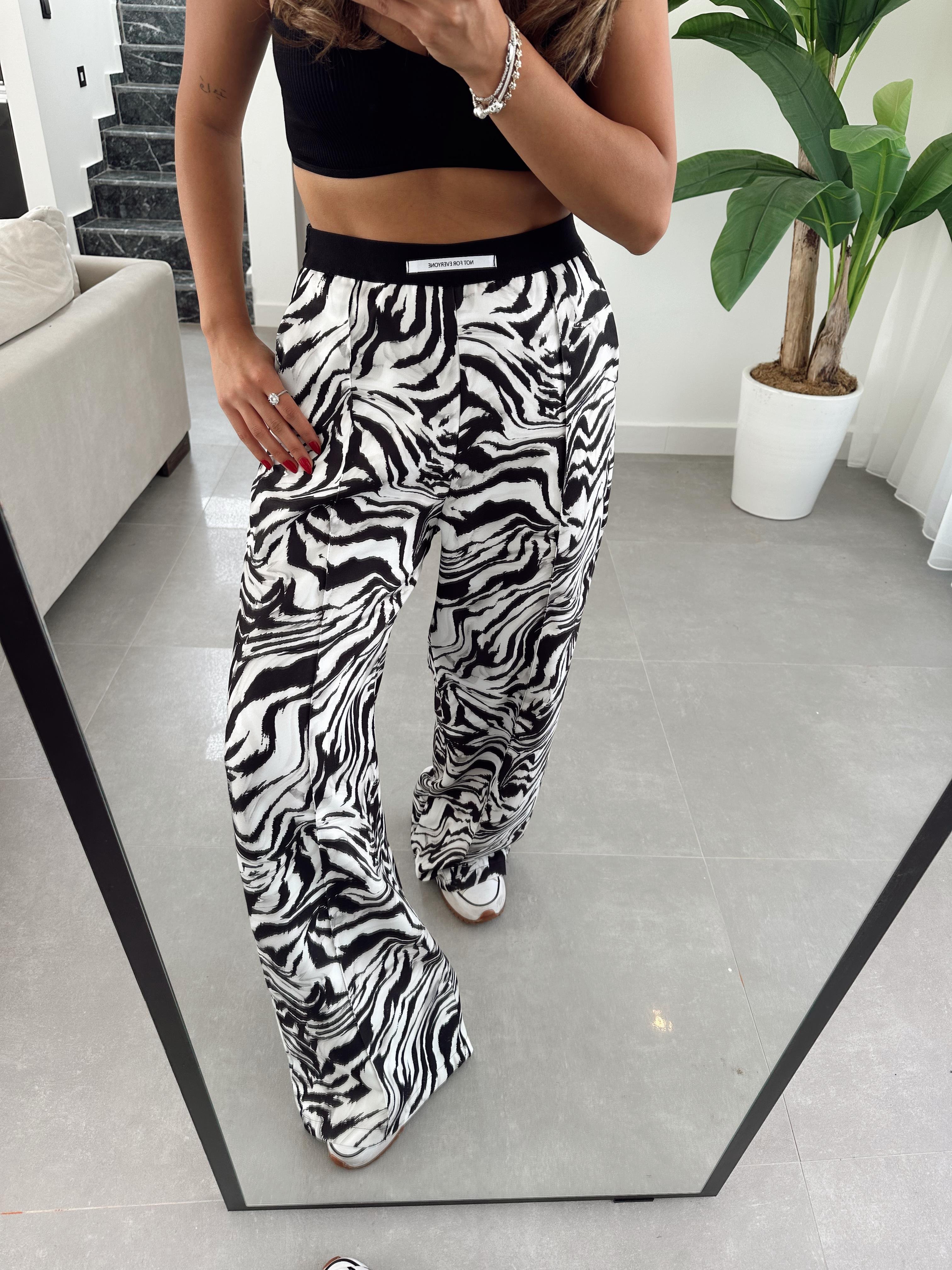 Zebra Desen Beli Lastikli Pantolon