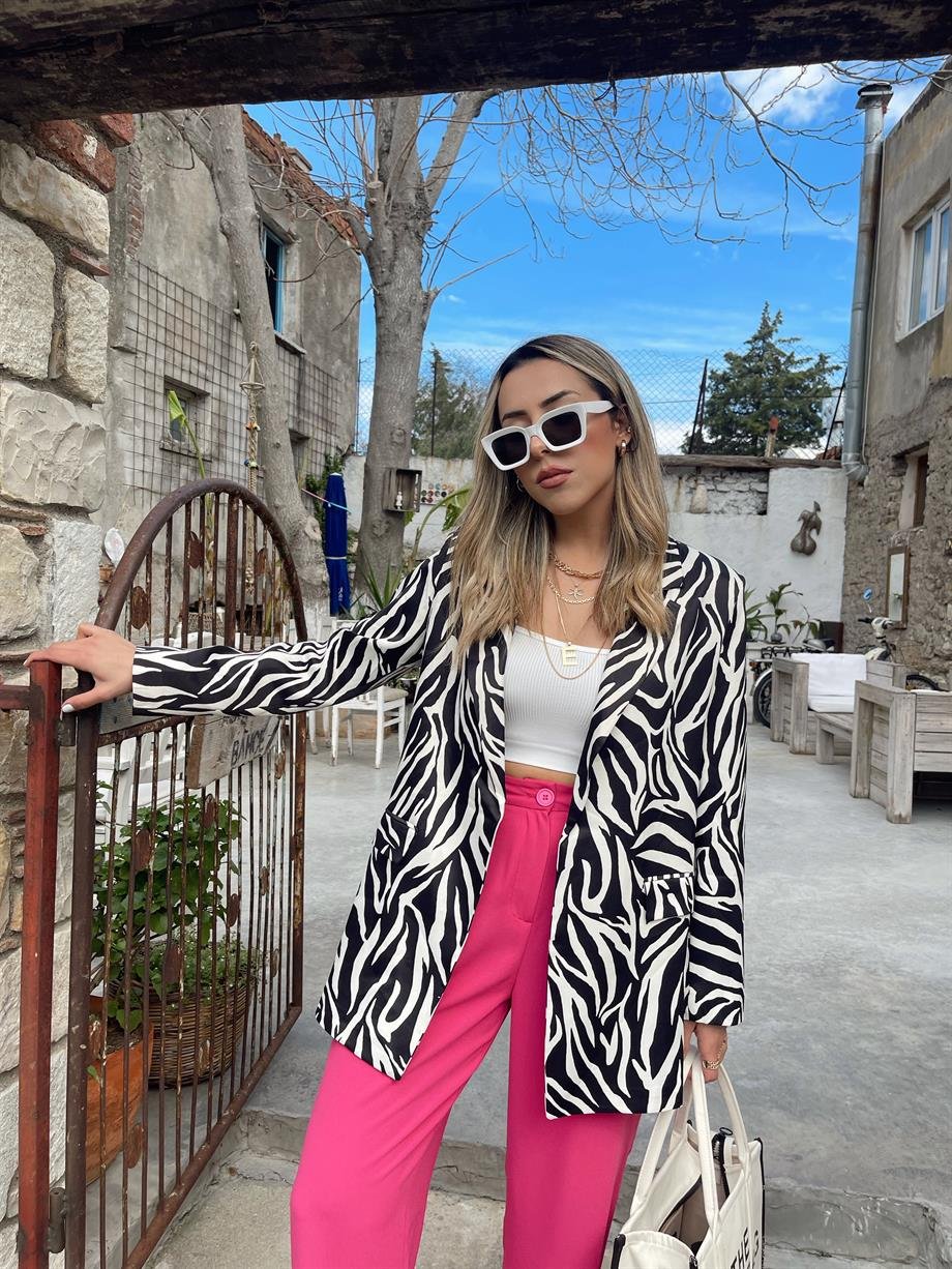 Zebra Desenli Blazer Ceket