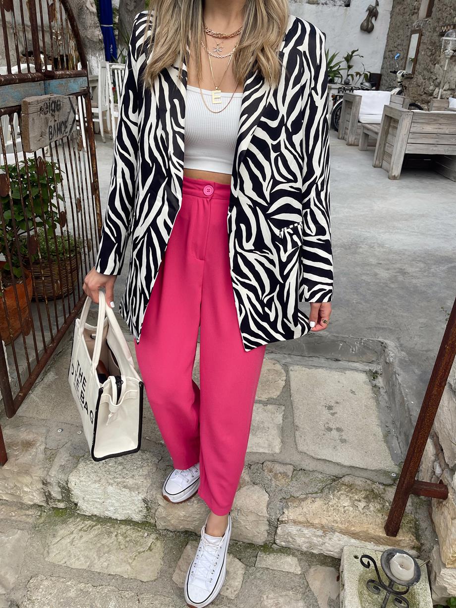 Zebra Desenli Blazer Ceket