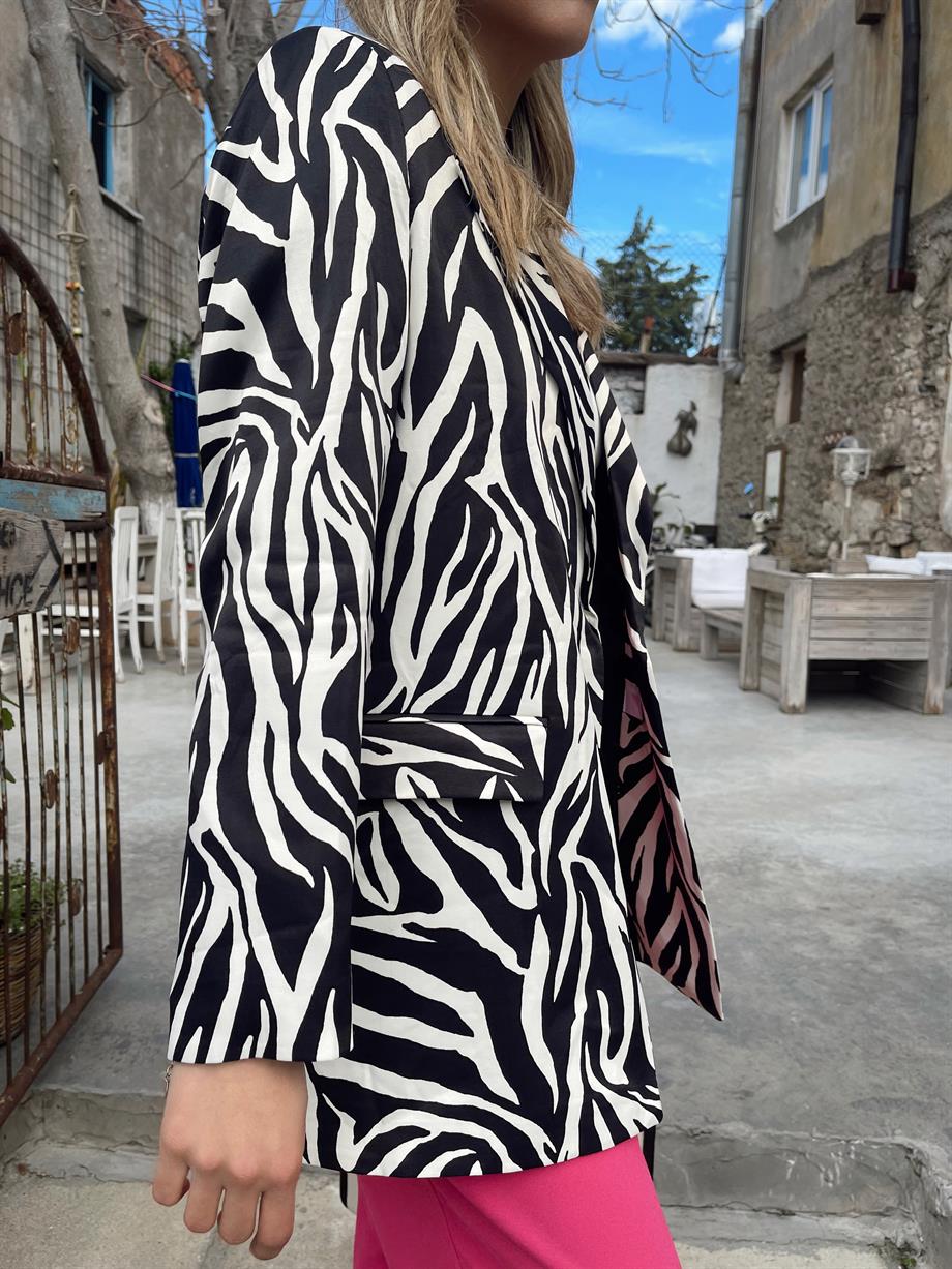 Zebra Desenli Blazer Ceket