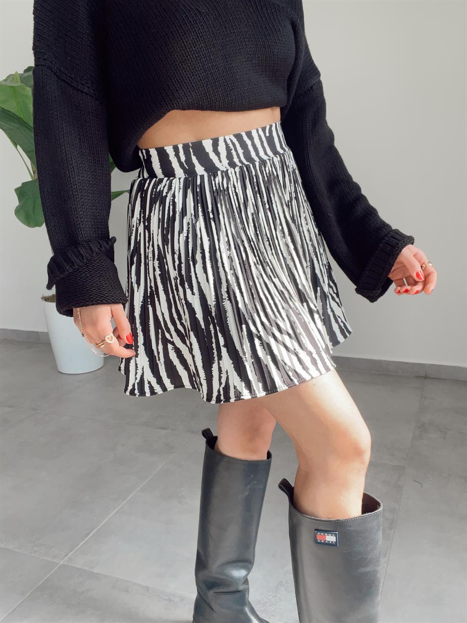 Zebra Desenli Şort Etek