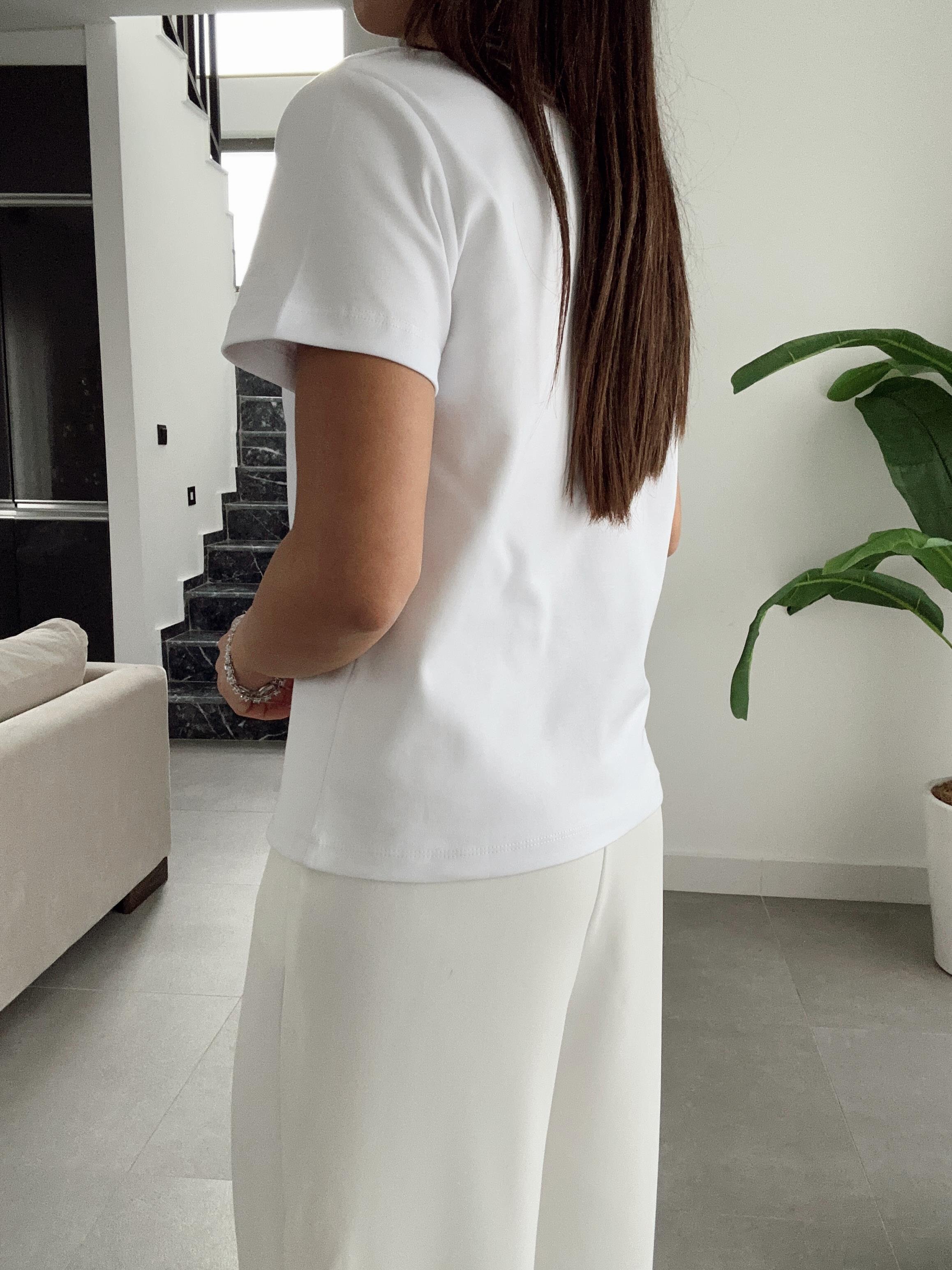 Zr Ekru Bisiklet Yaka Basic Tişört