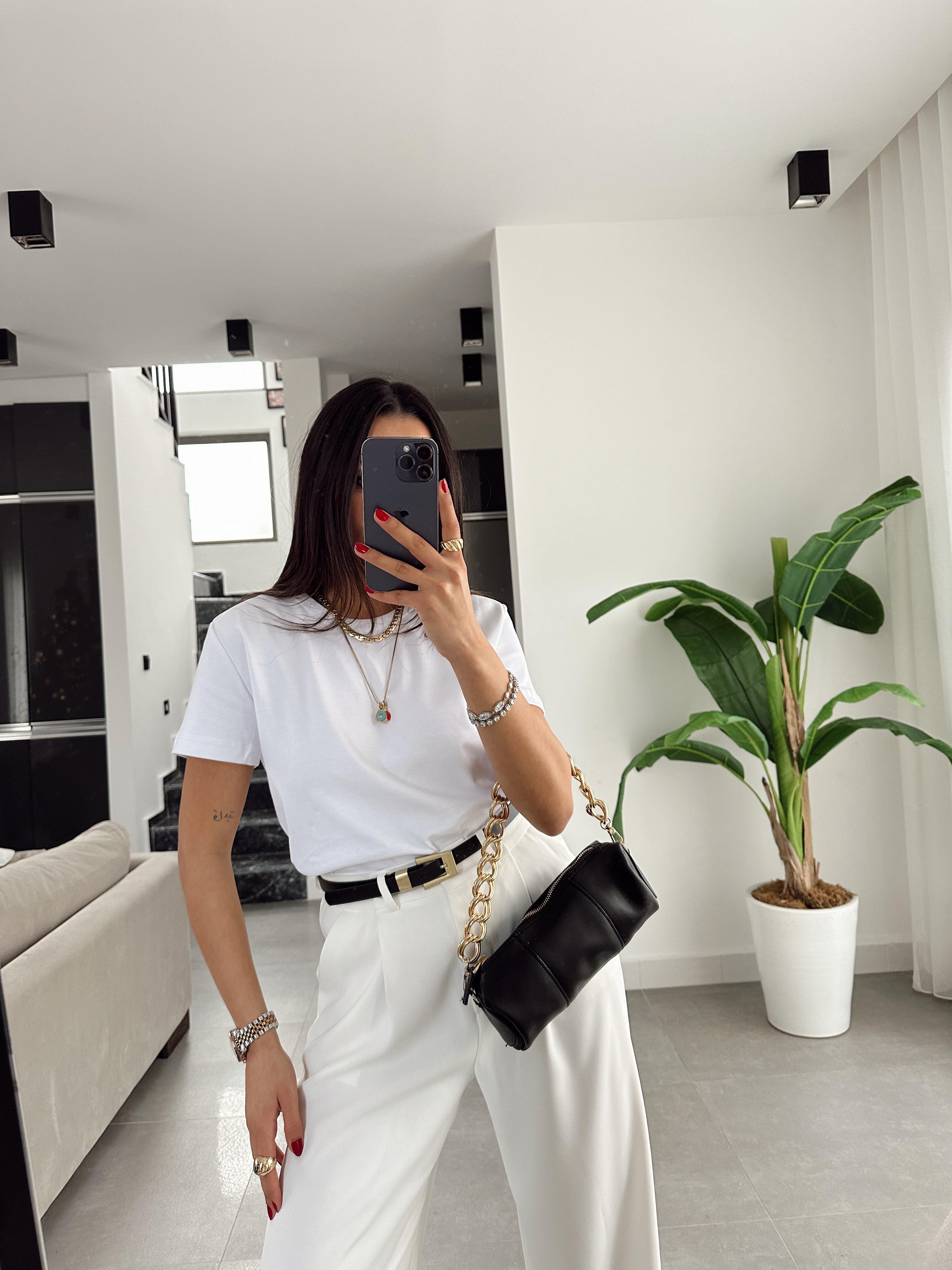 Zr Ekru Bisiklet Yaka Basic Tişört