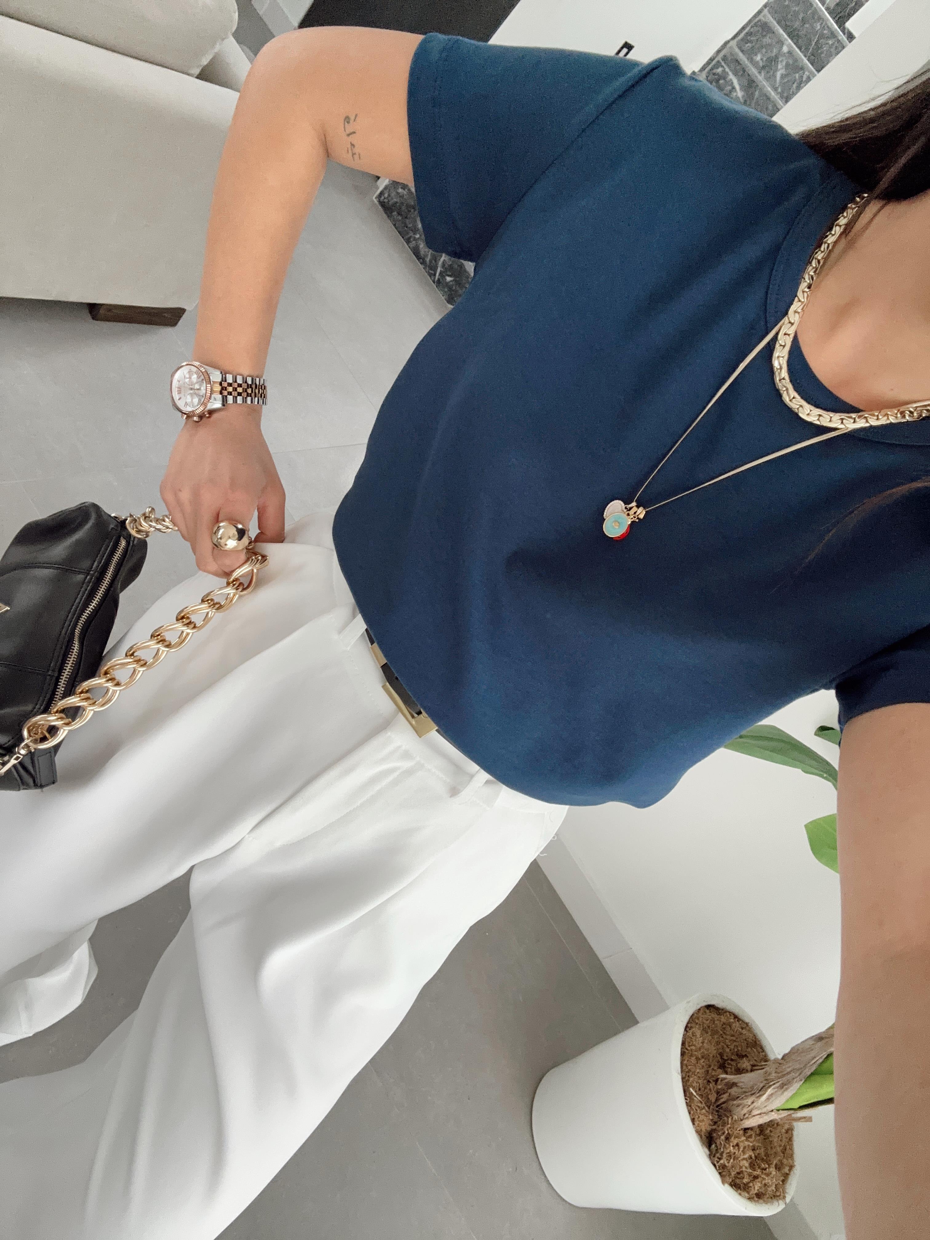 Zr Lacivert  Bisiklet Yaka Basic Tişört