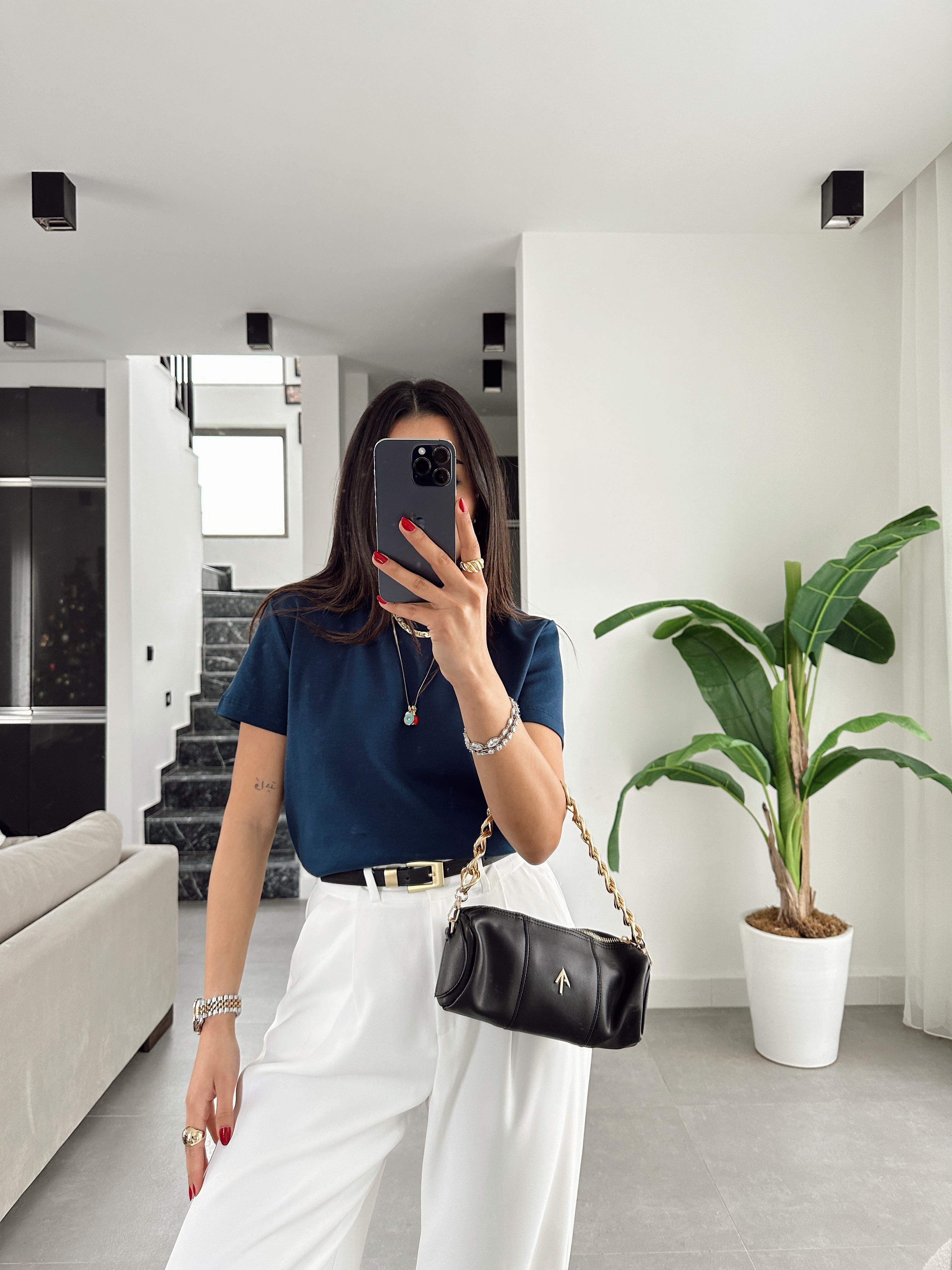 Zr Lacivert  Bisiklet Yaka Basic Tişört