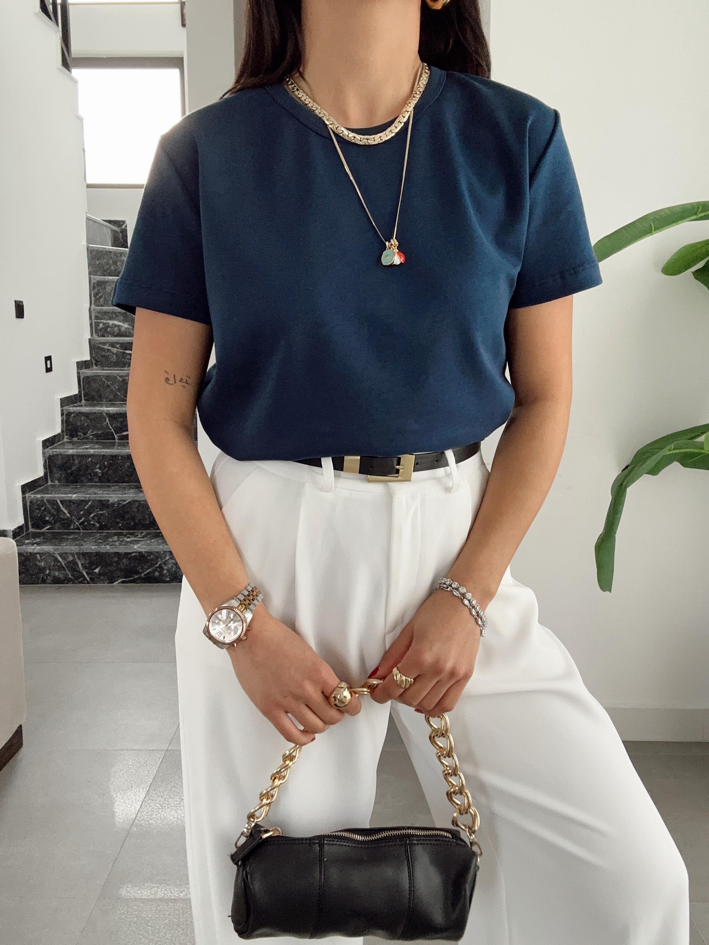 Zr Lacivert  Bisiklet Yaka Basic Tişört