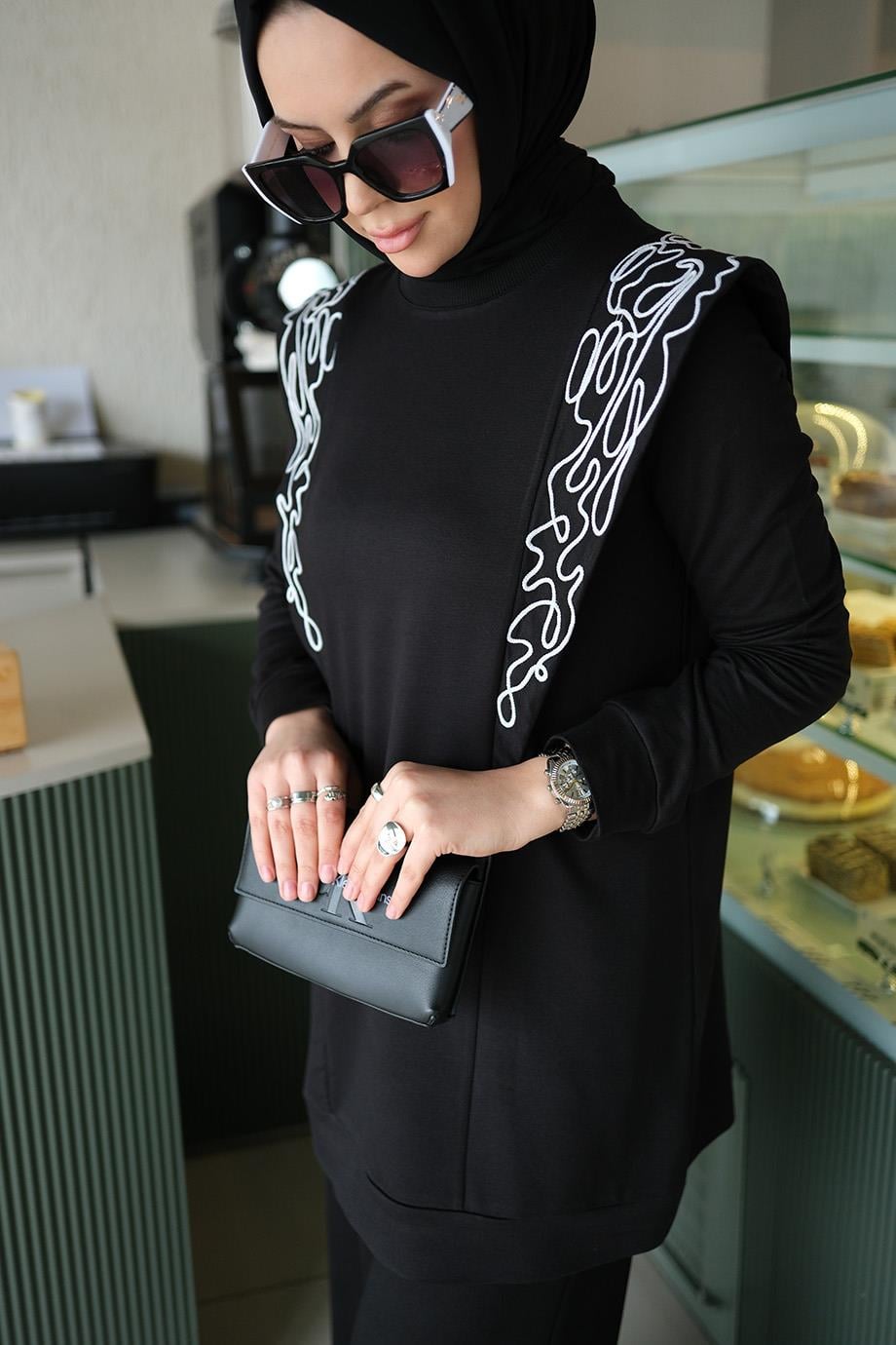 Omzu Nakışlı Rahat Bambu İki İplik İkili Takım
