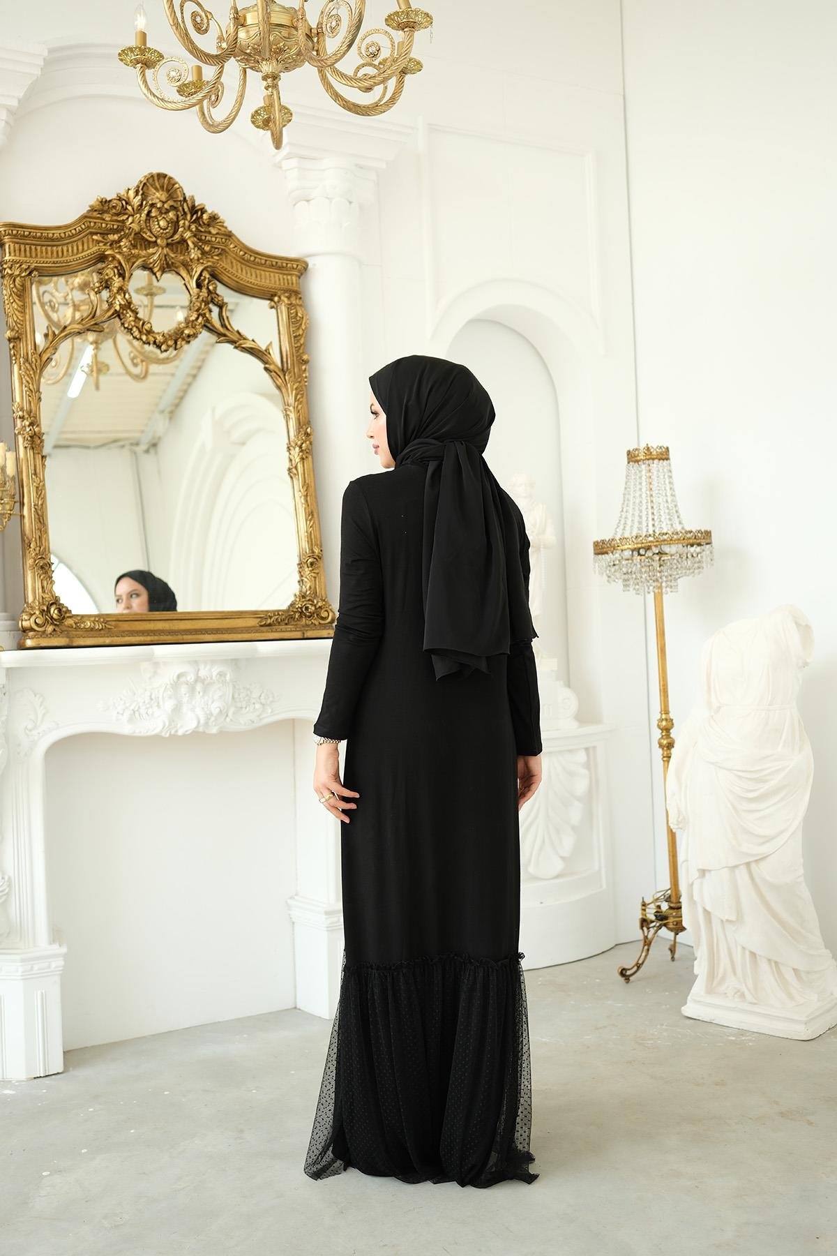 Pamuk Penye Siyah Olivia Tütü Elbise
