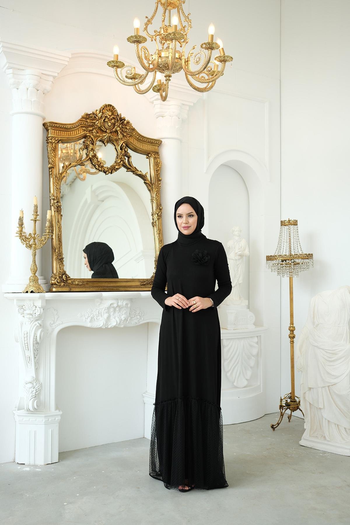 Pamuk Penye Siyah Olivia Tütü Elbise
