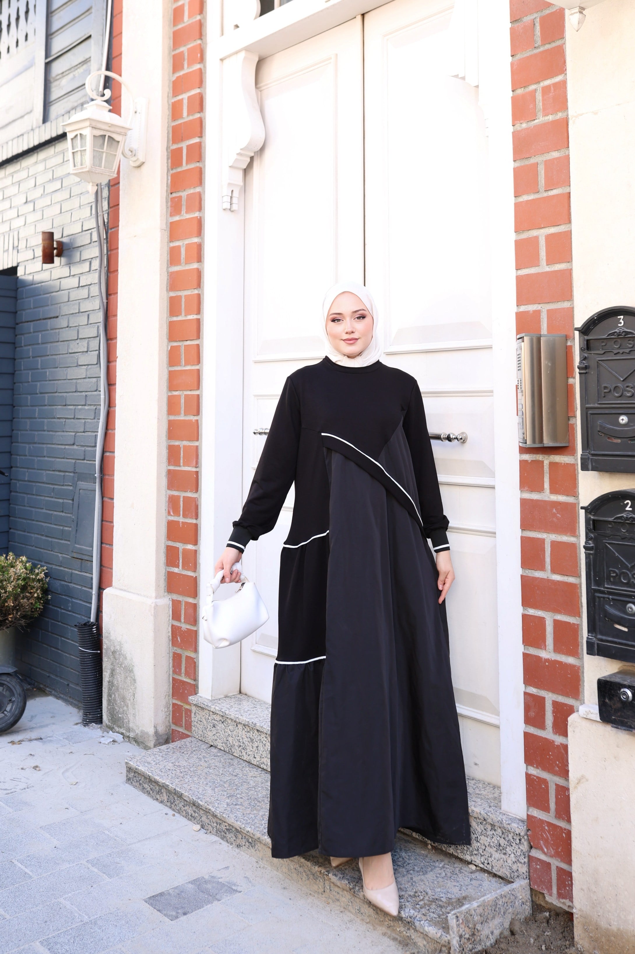 Selin Elbise Ribana Detaylı Bambu Kumaş
