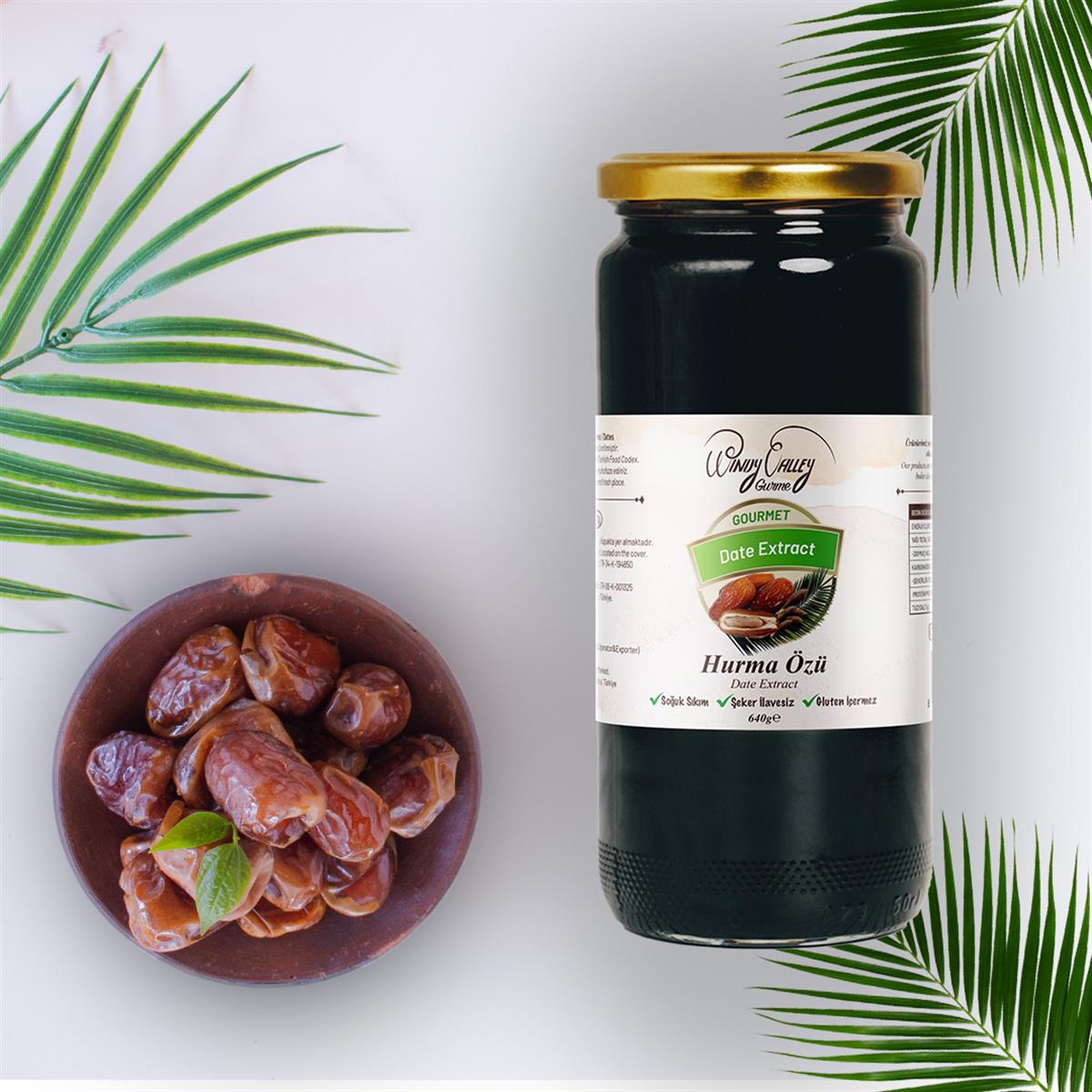 Gurme Hurma Özü 640 gr soğuk sıkım Şeker ilavesiz Gluten içermez  