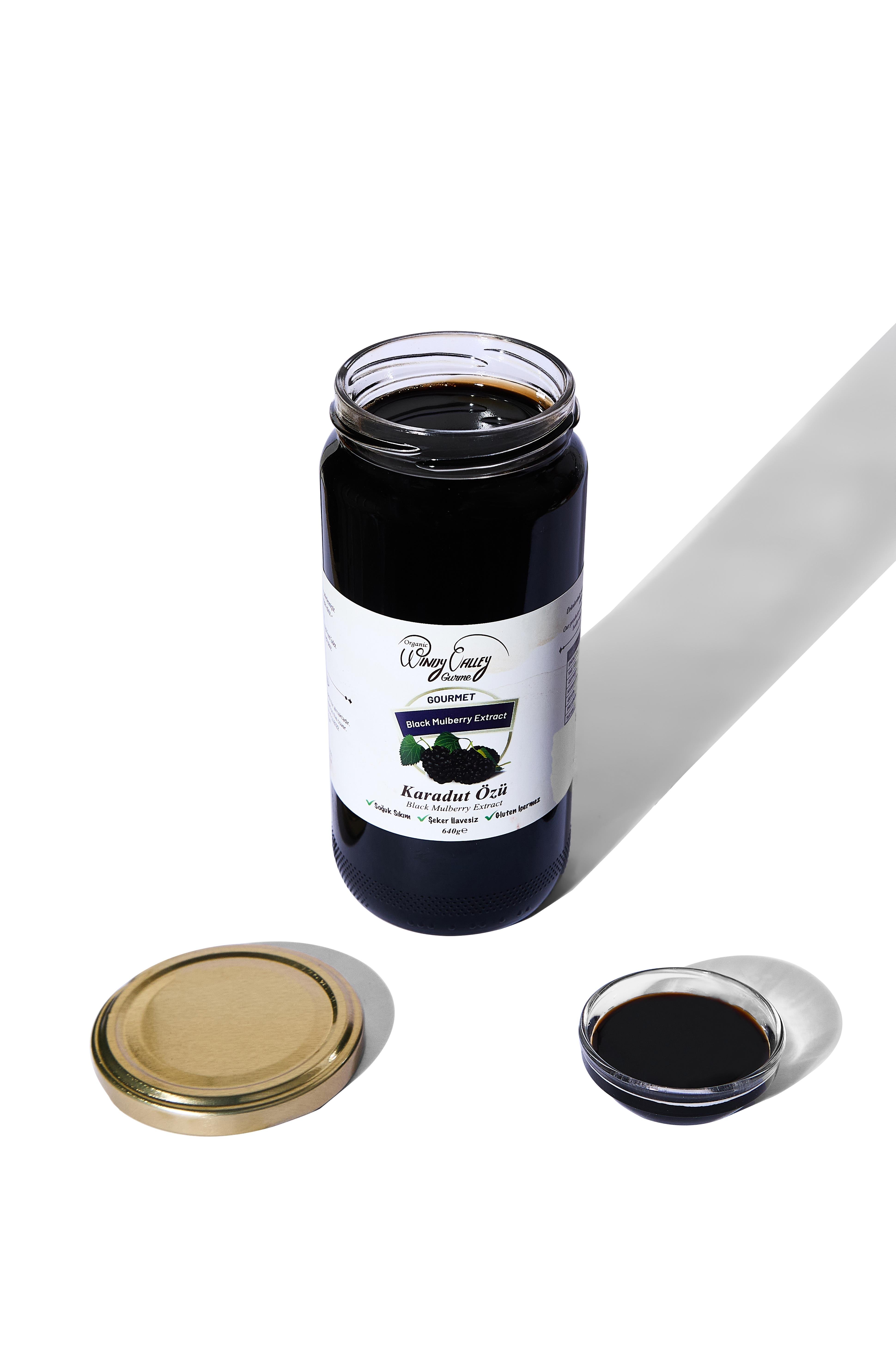 Gurme Karadut Özü  (640 gr ) Soğuk Sıkım, Şeker ilavesiz, Gluten içermez  