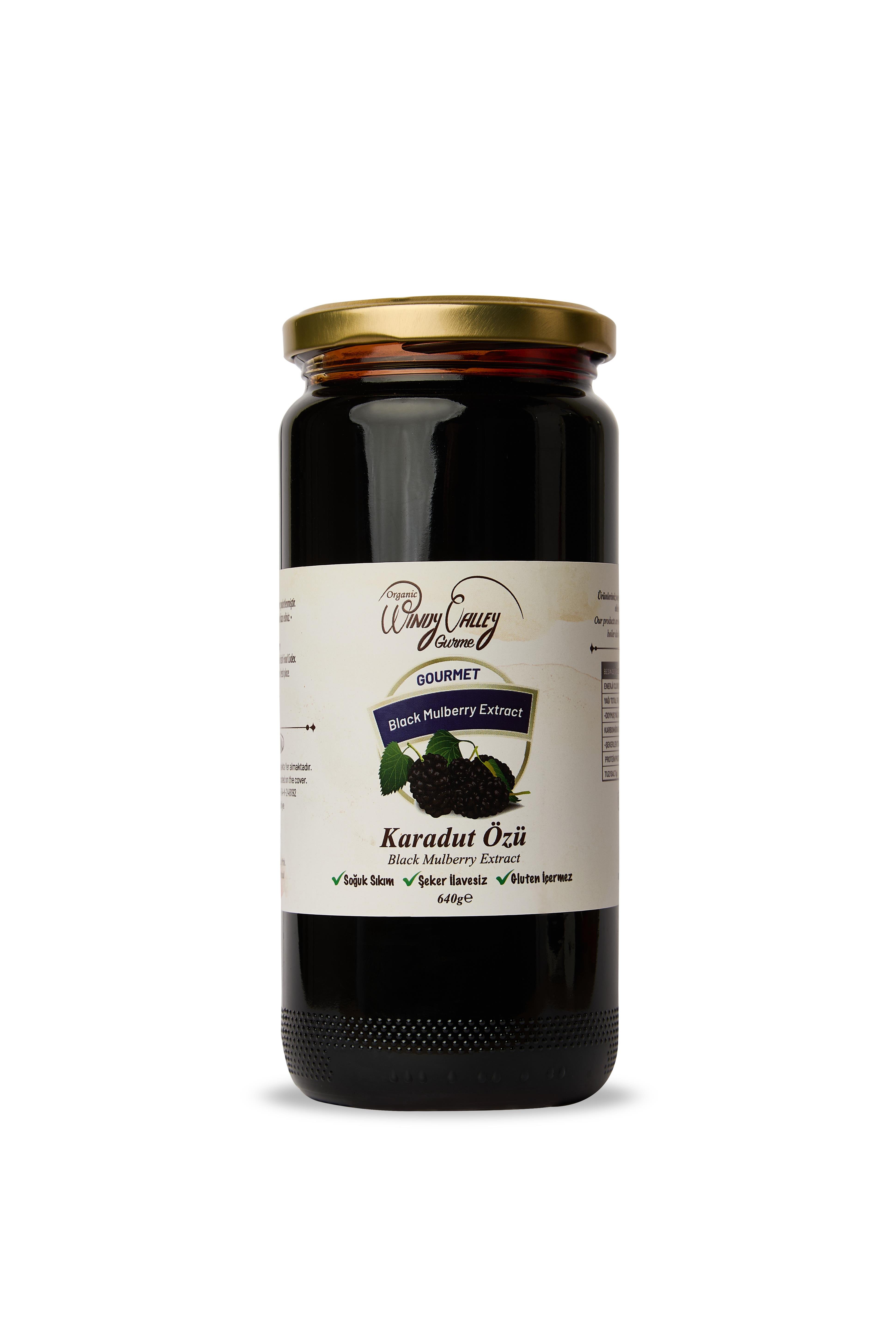 Gurme Karadut Özü  (640 gr ) Soğuk Sıkım, Şeker ilavesiz, Gluten içermez  