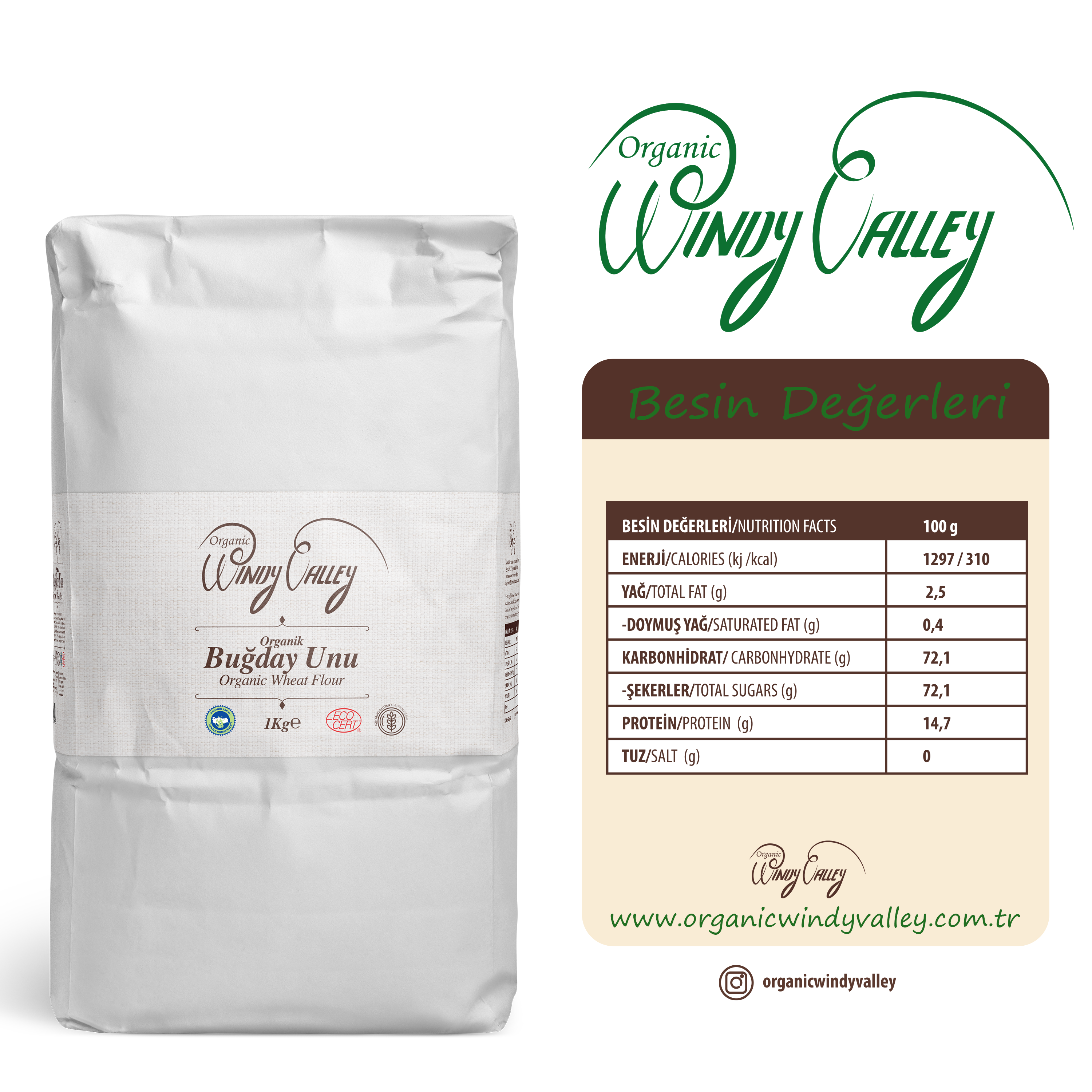 Organik Buğday Unu   Yerli ürün  (2 kg)