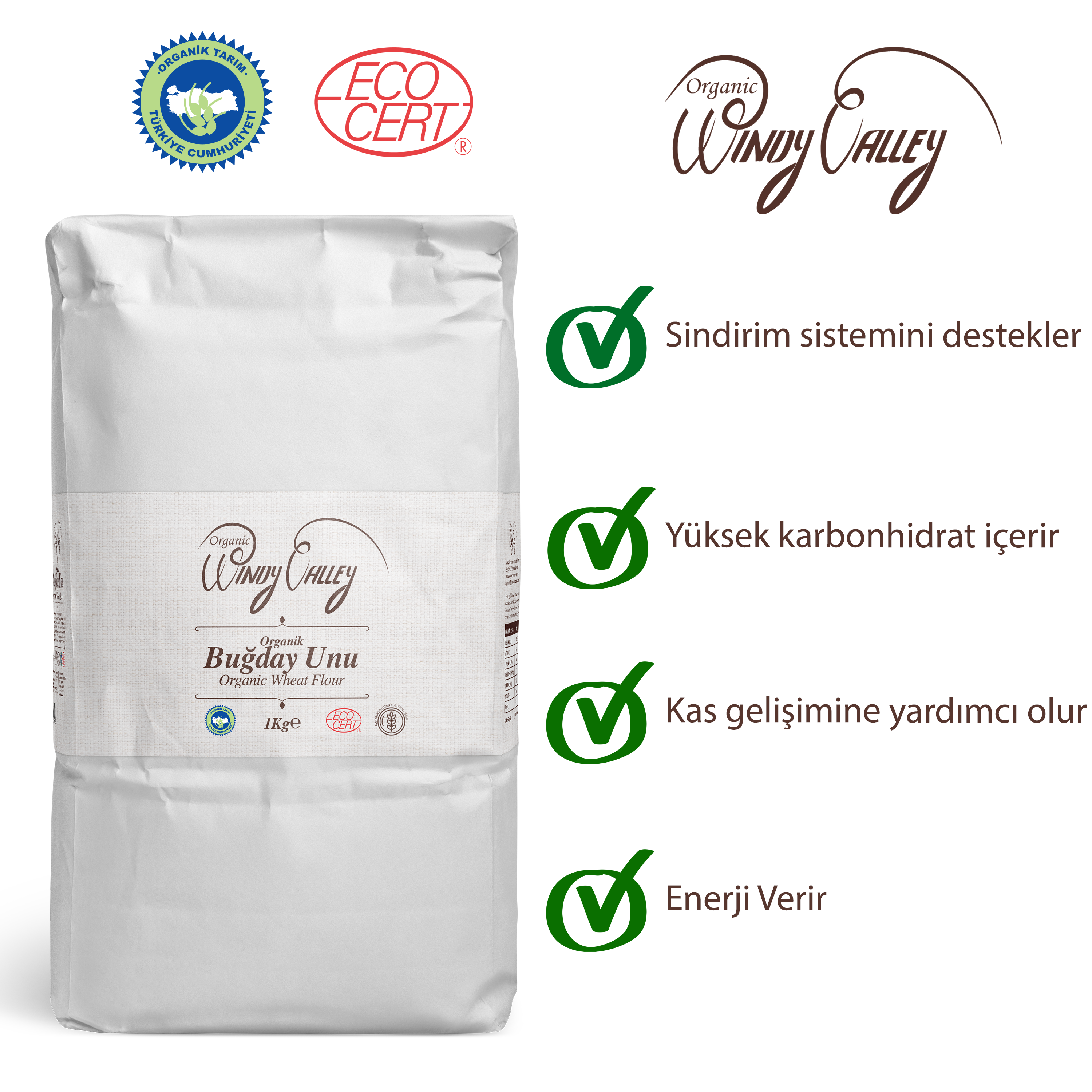 Organik Buğday Unu   Yerli ürün  (2 kg)