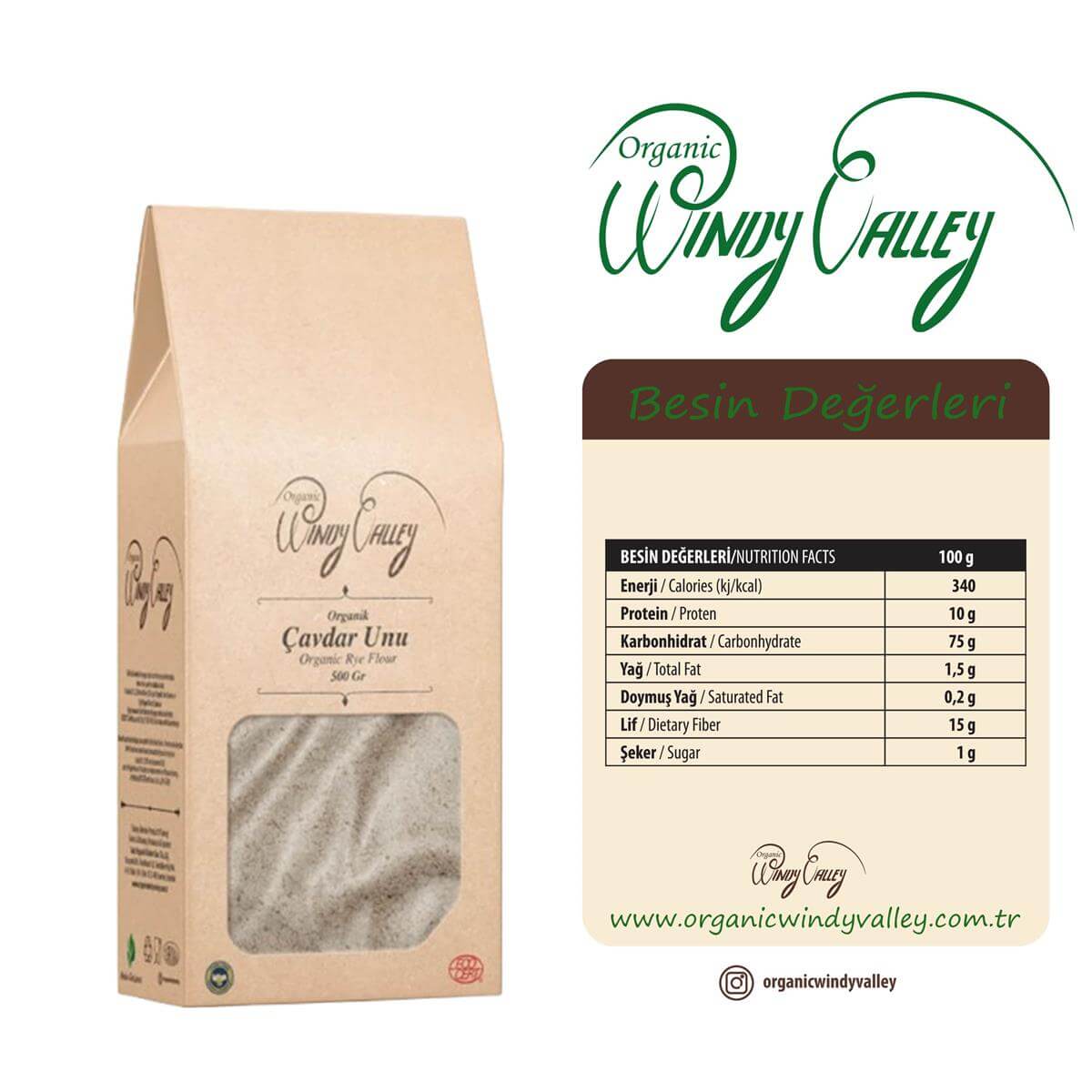 Organik Çavdar Unu   (500 gr)  Yerli ürün