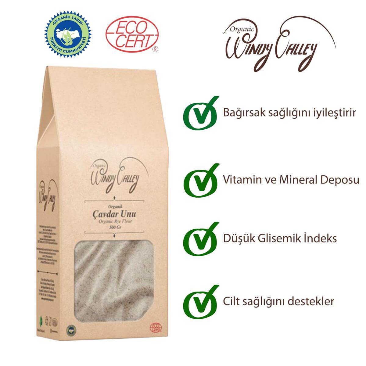Organik Çavdar Unu   (500 gr)  Yerli ürün