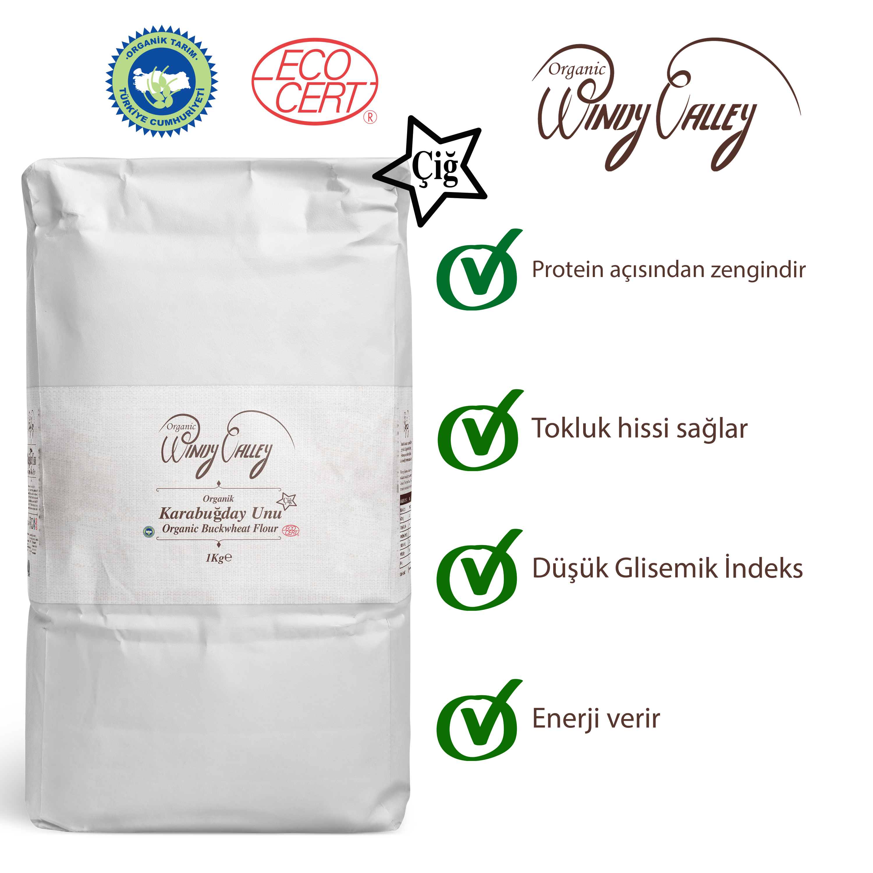 Organik Çiğ Karabuğday Unu (1 Kg)