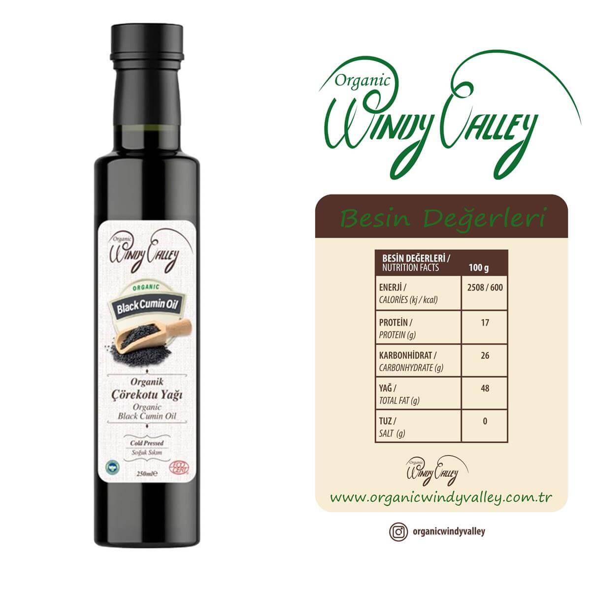 Organik Çörekotu Yağı (250 ml) Soğuk sıkım   