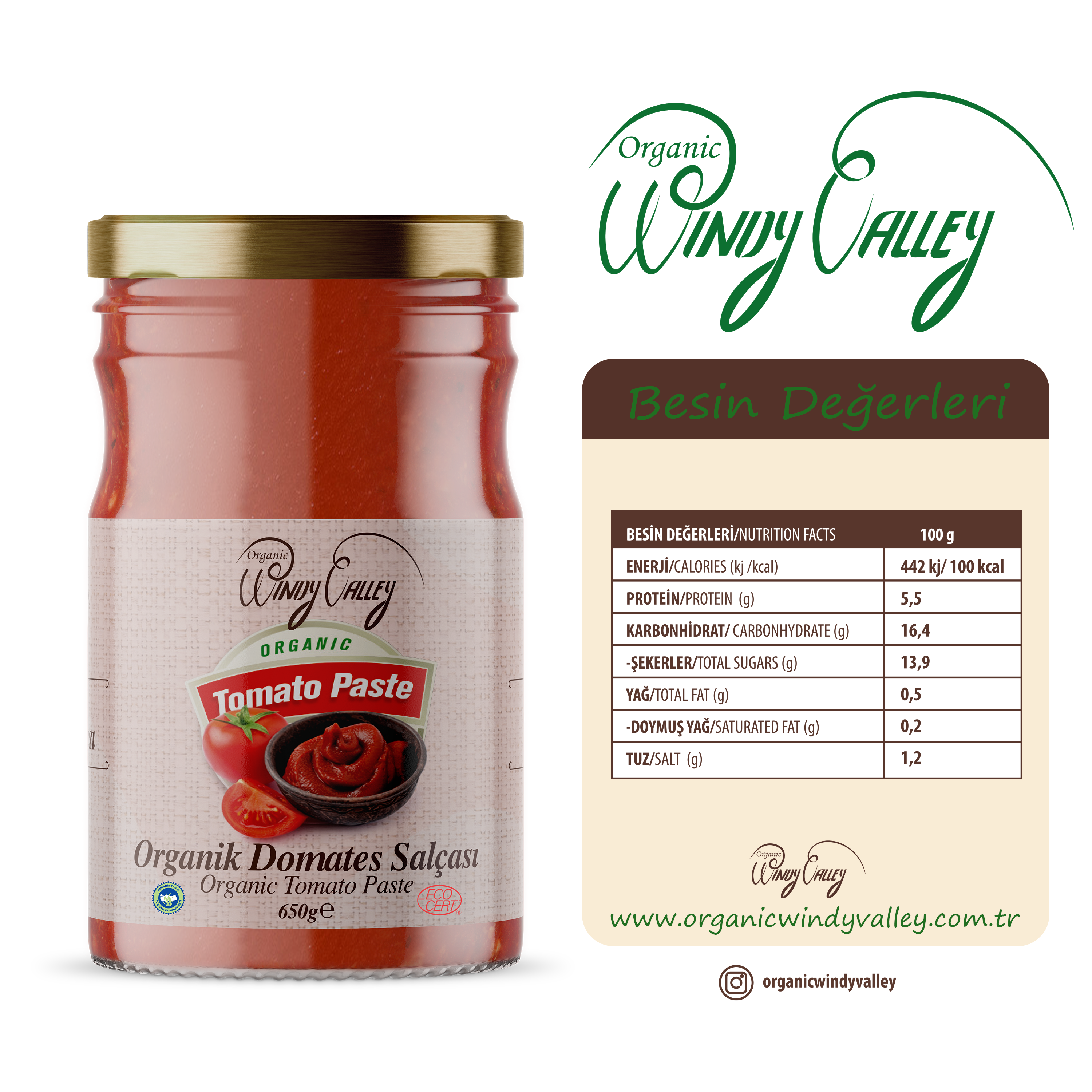 Organik Domates Salçası 2'li Paket  (650gr+650gr) İlave Tuz İçermez