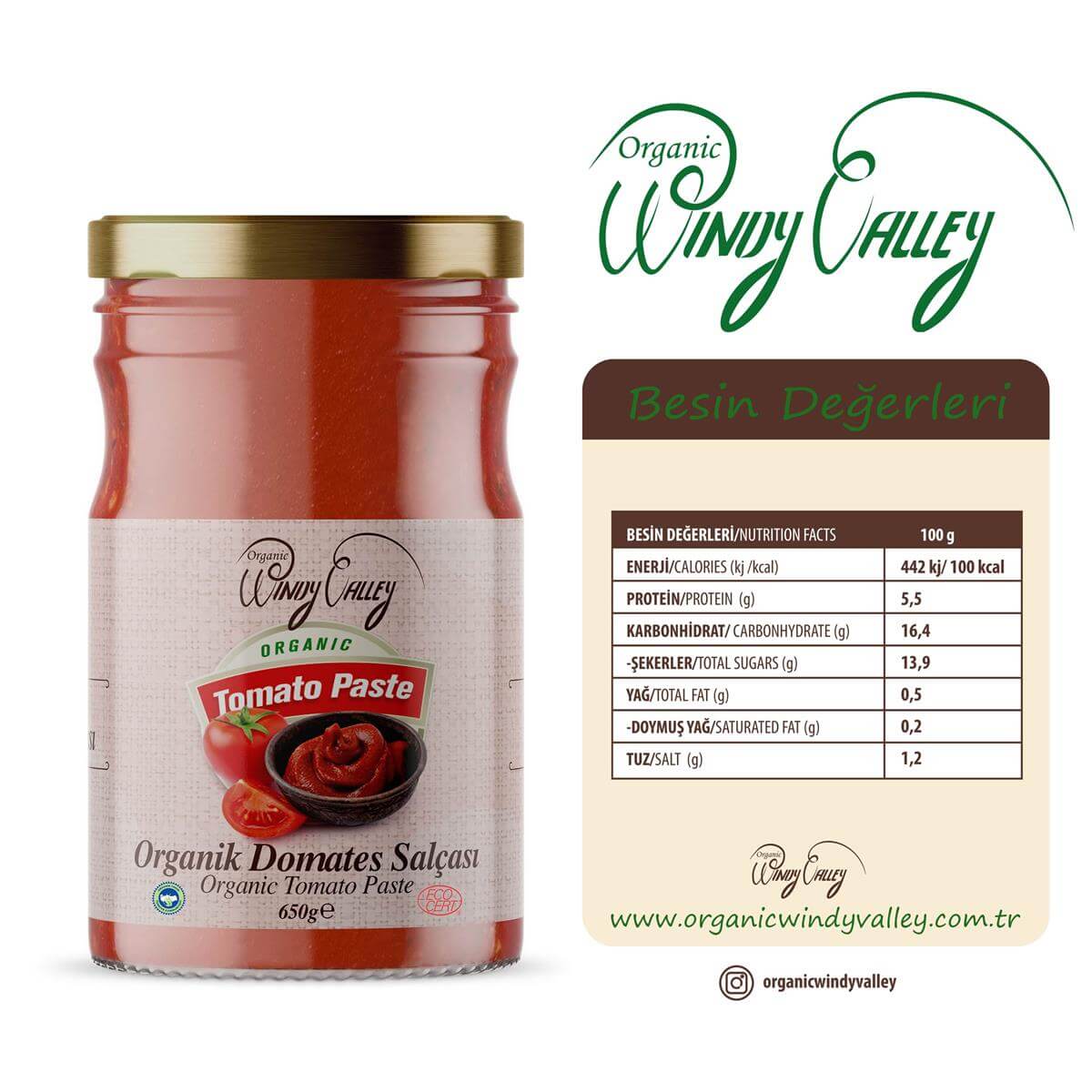 Organik Domates Salçası (650 gr)    İlave tuz içermez 