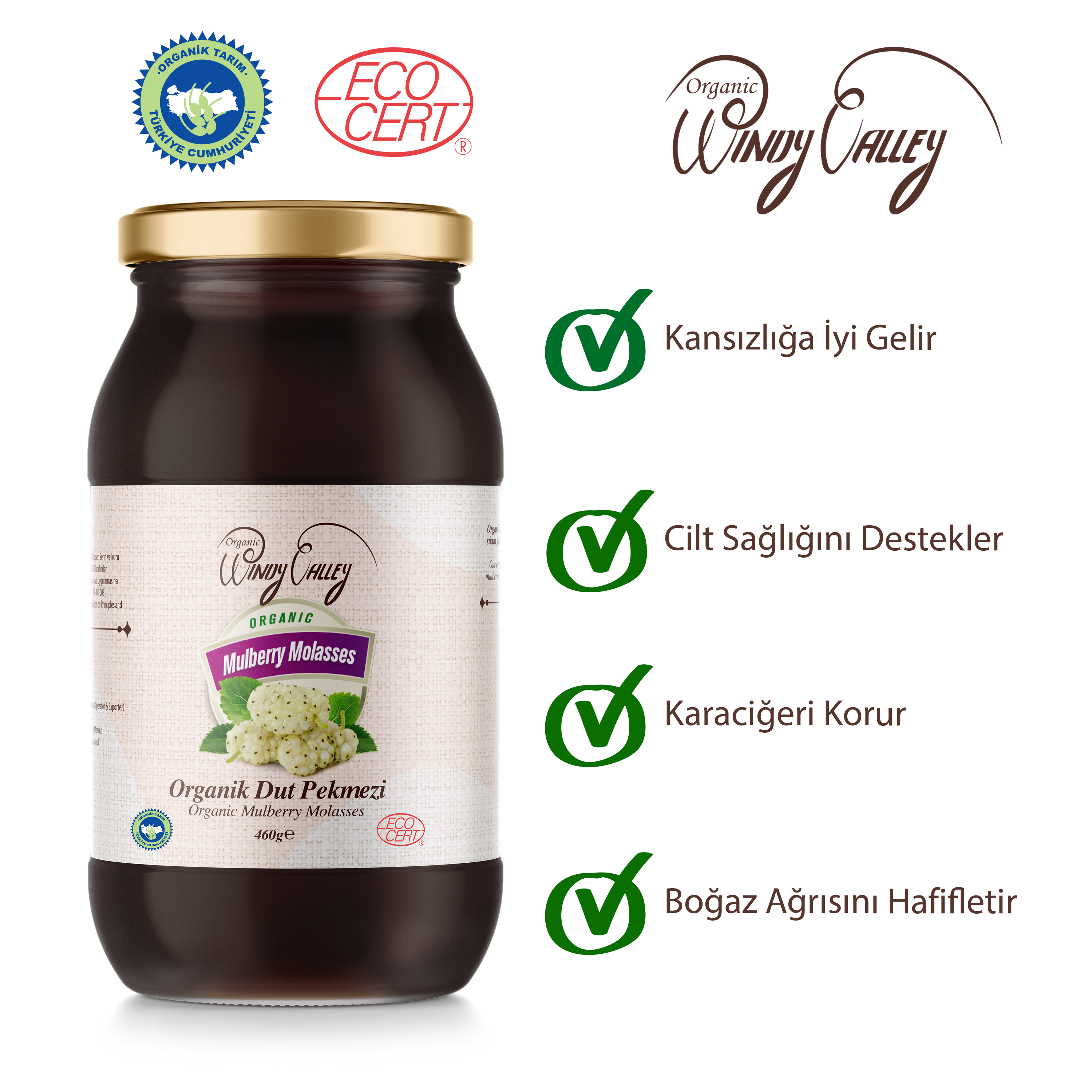 Organik Dut Pekmezi Soğuk Sıkım Katkısız Şeker ilavesiz  (460gr)
