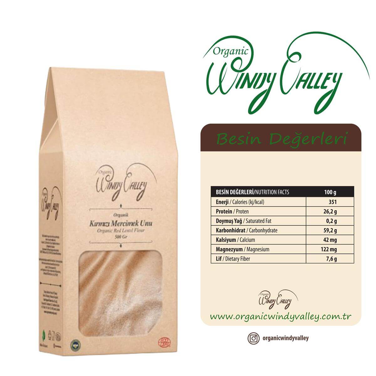 Organik Glutensiz Kırmızı Mercimek Unu  (500 gr)   Yerli ürün 