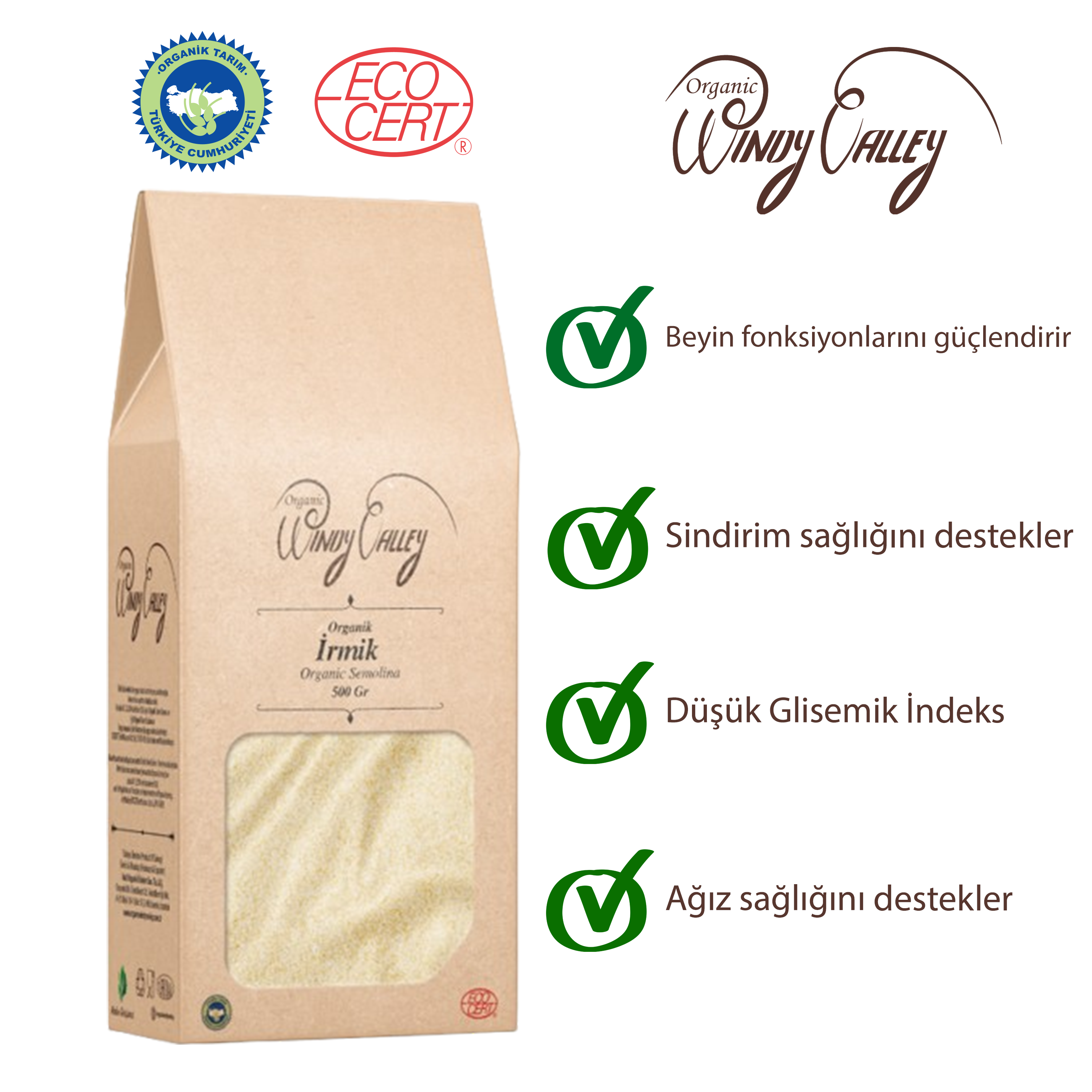 Organik İrmik (ince öğütülmüş ) (500 gr)  
