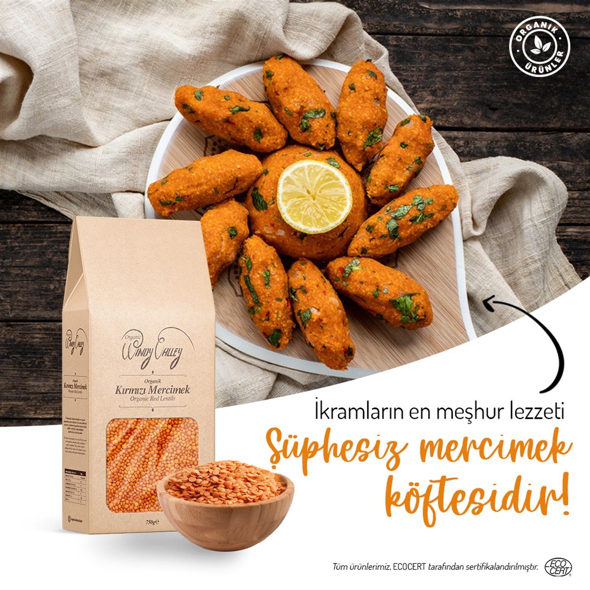 Organik Kırmızı Mercimek (750gr)