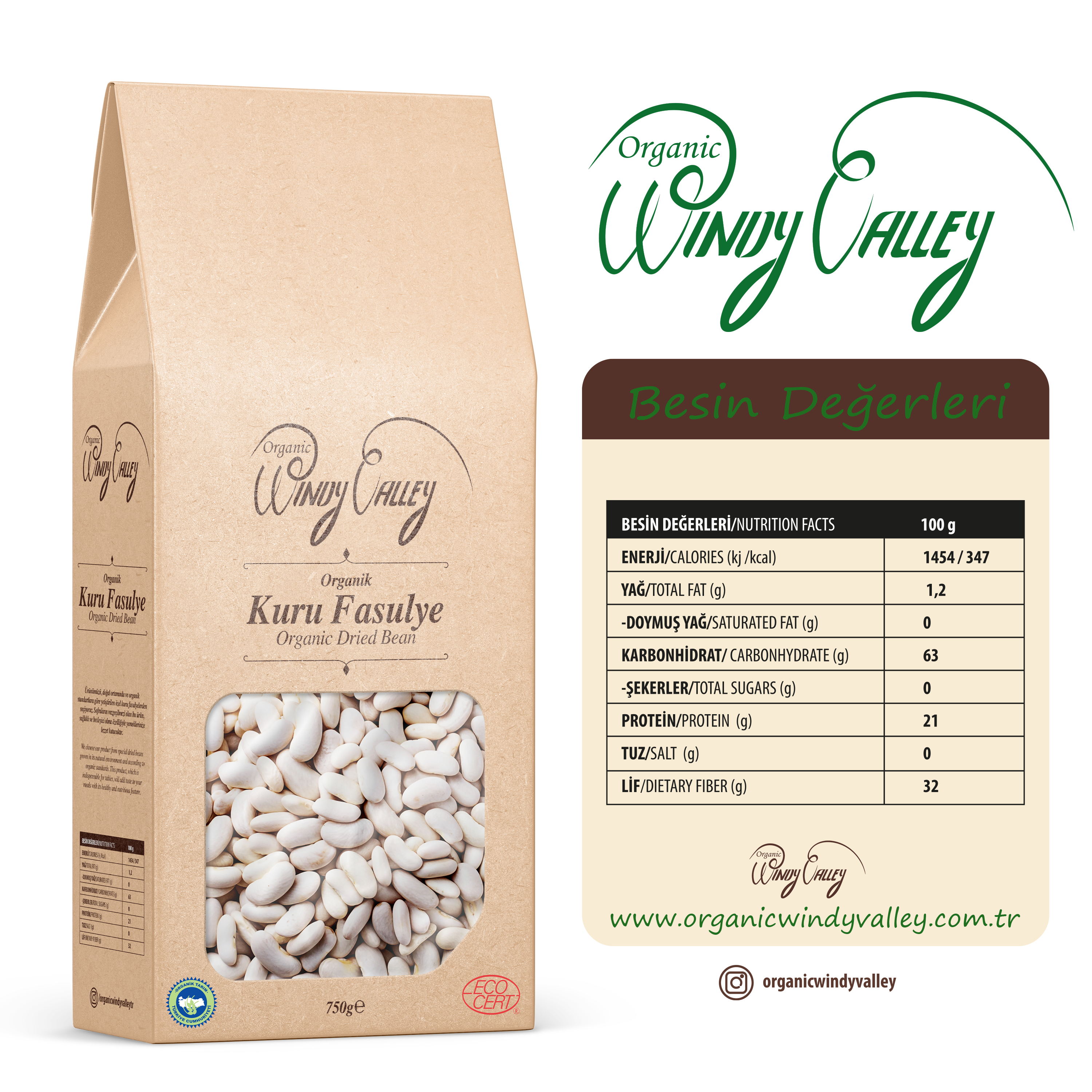 Organik Kuru Fasulye  (750  gr) Yerli ürün