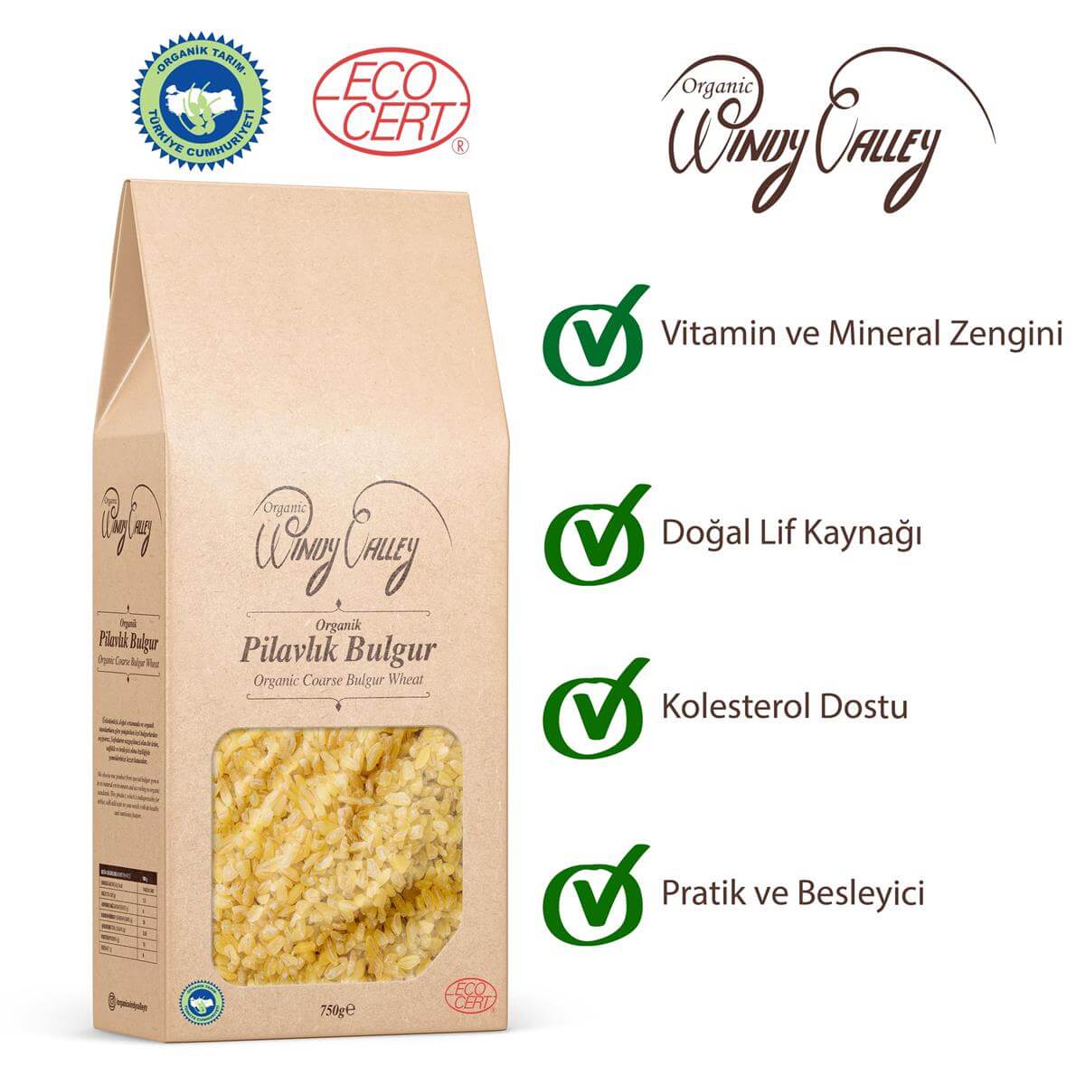 Organik Pilavlık Bulgur  (750 gr) Yerli ürün 